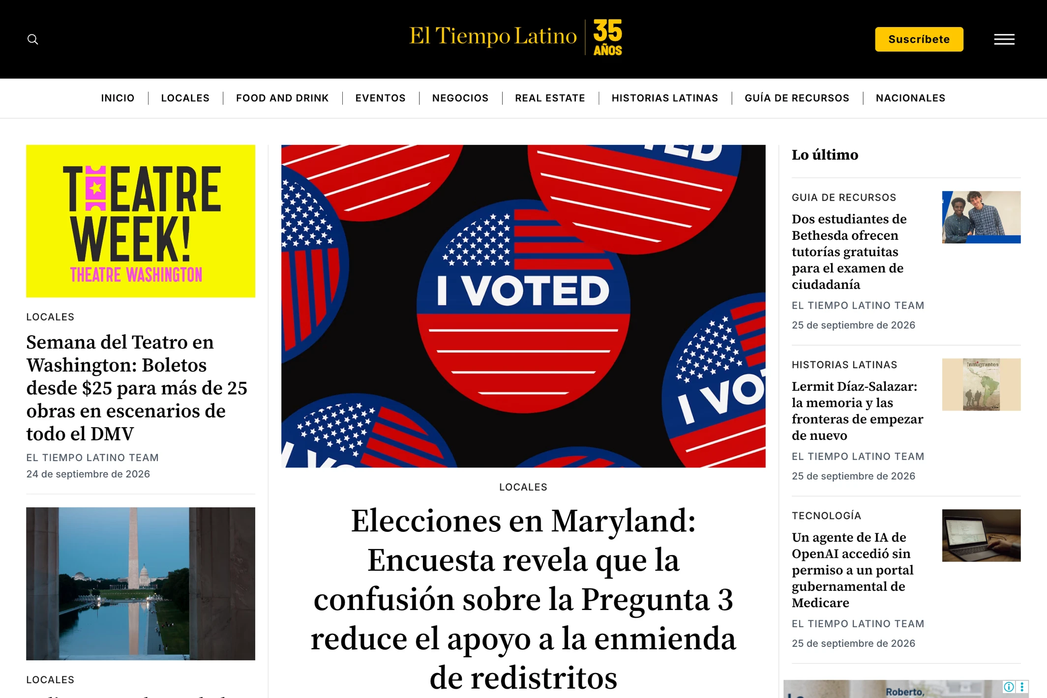 Screenshot of El Tiempo Latino — Ghost theme website