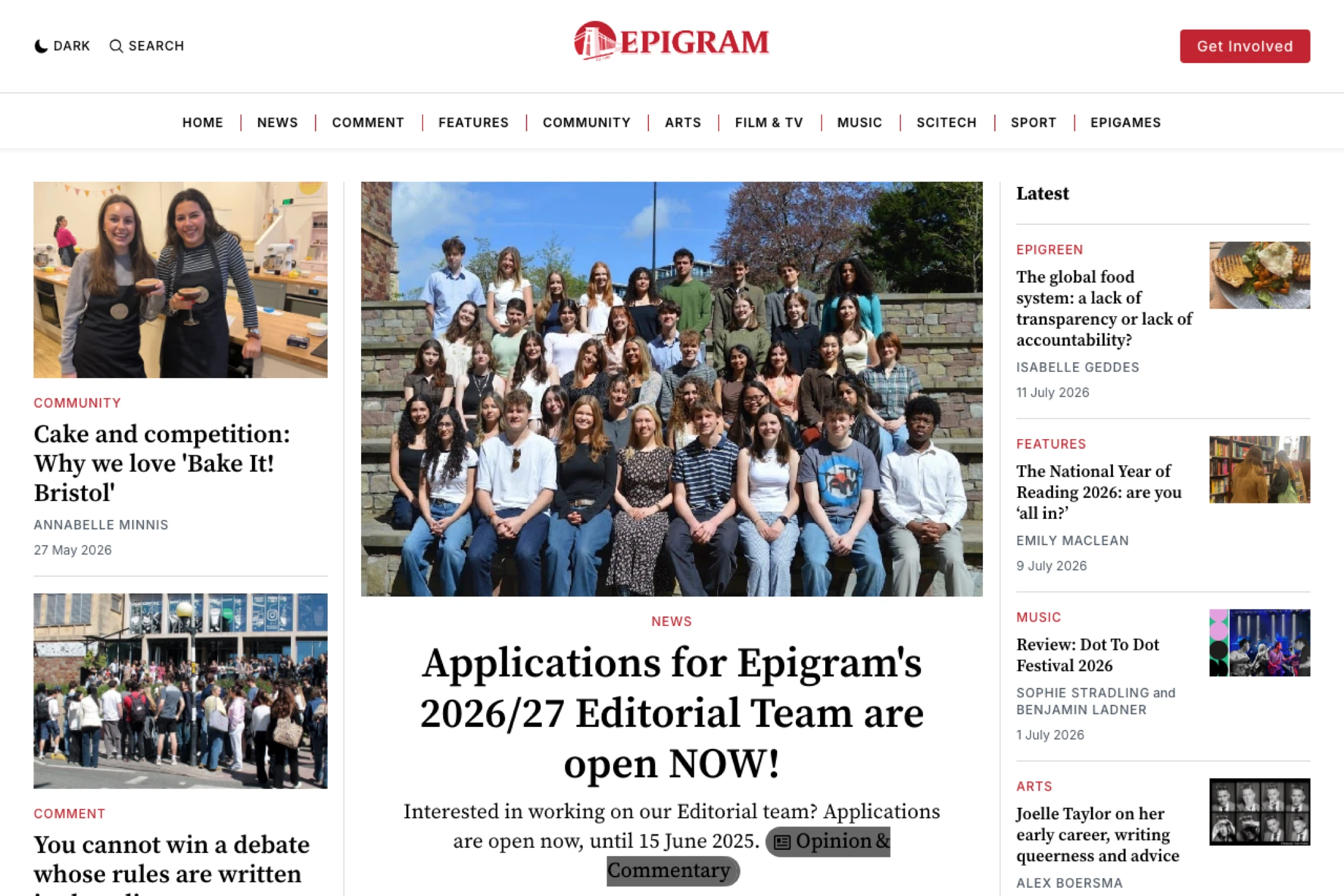 Screenshot of Epigram — Ghost theme website