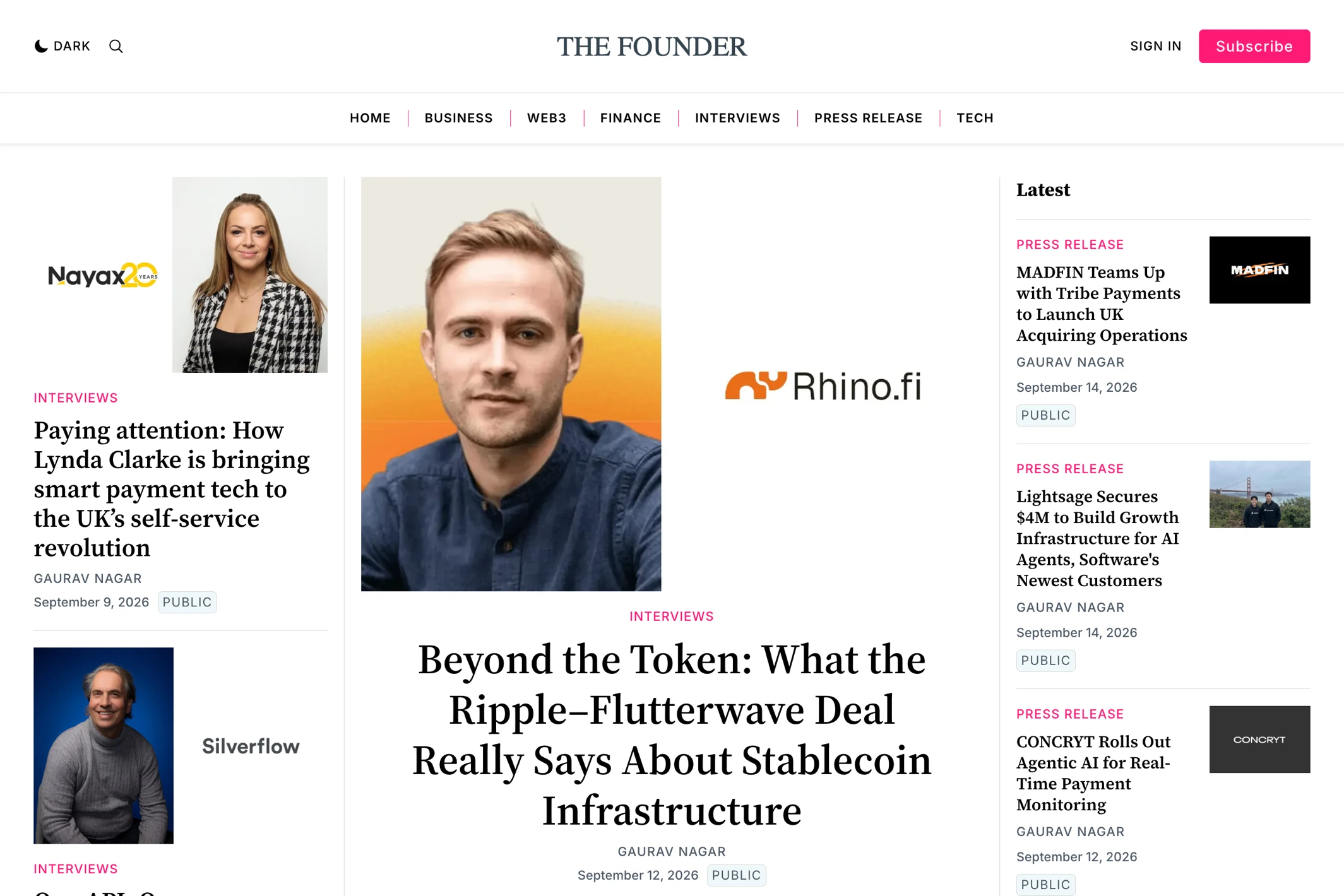 Screenshot of The Founder — Ghost theme website