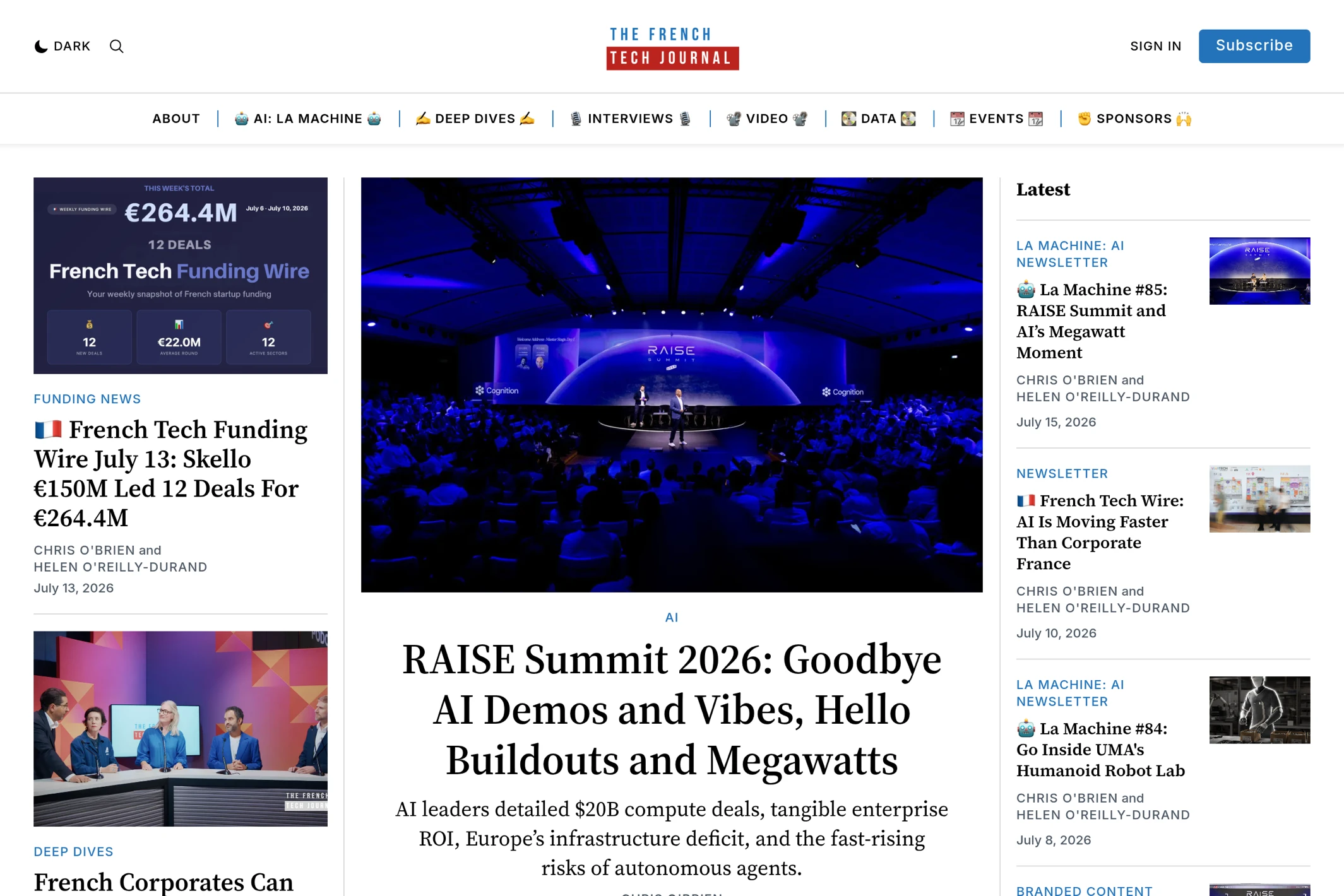 Screenshot of The French Tech Journal — Ghost theme website