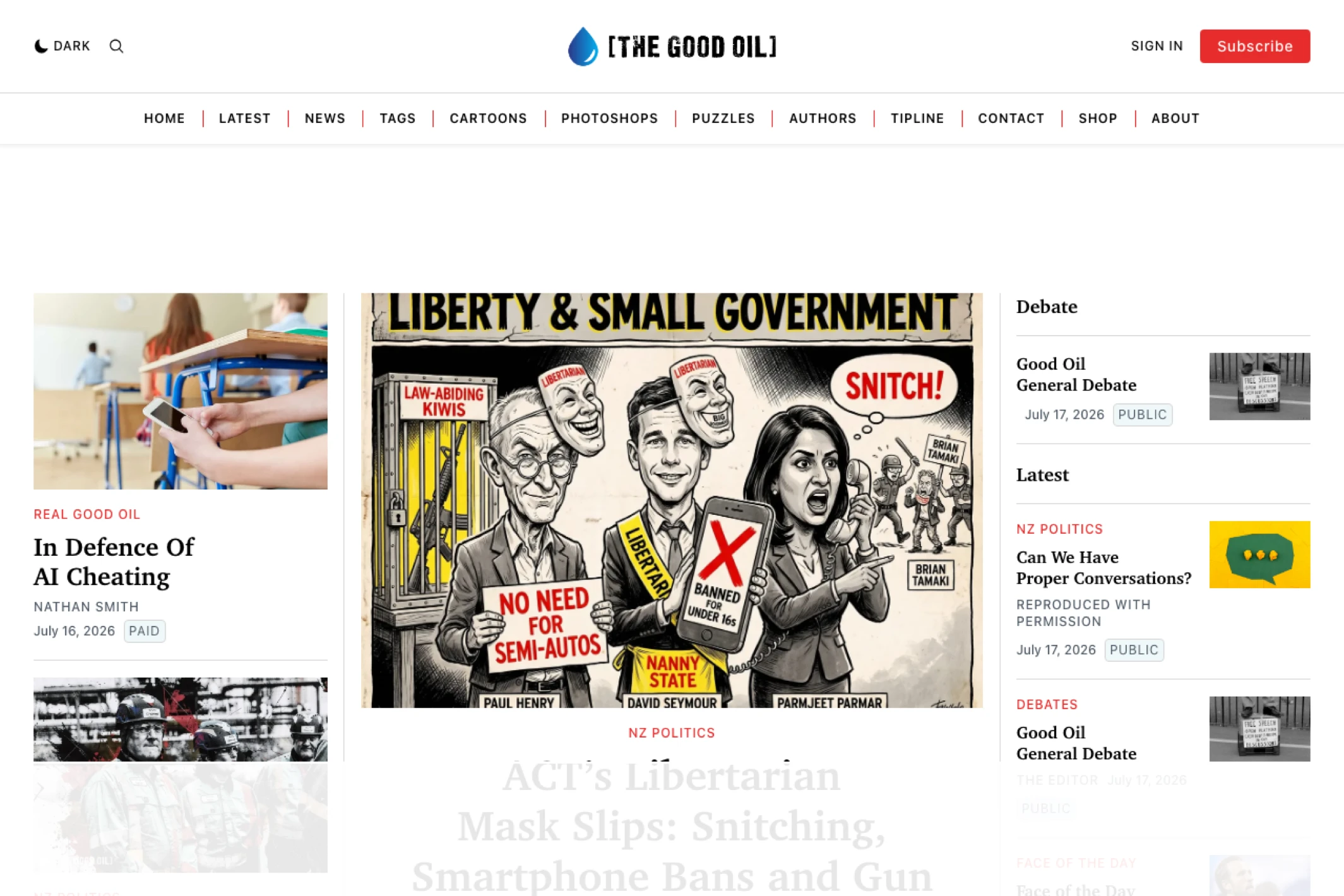 Screenshot of The Good Oil — Ghost theme website
