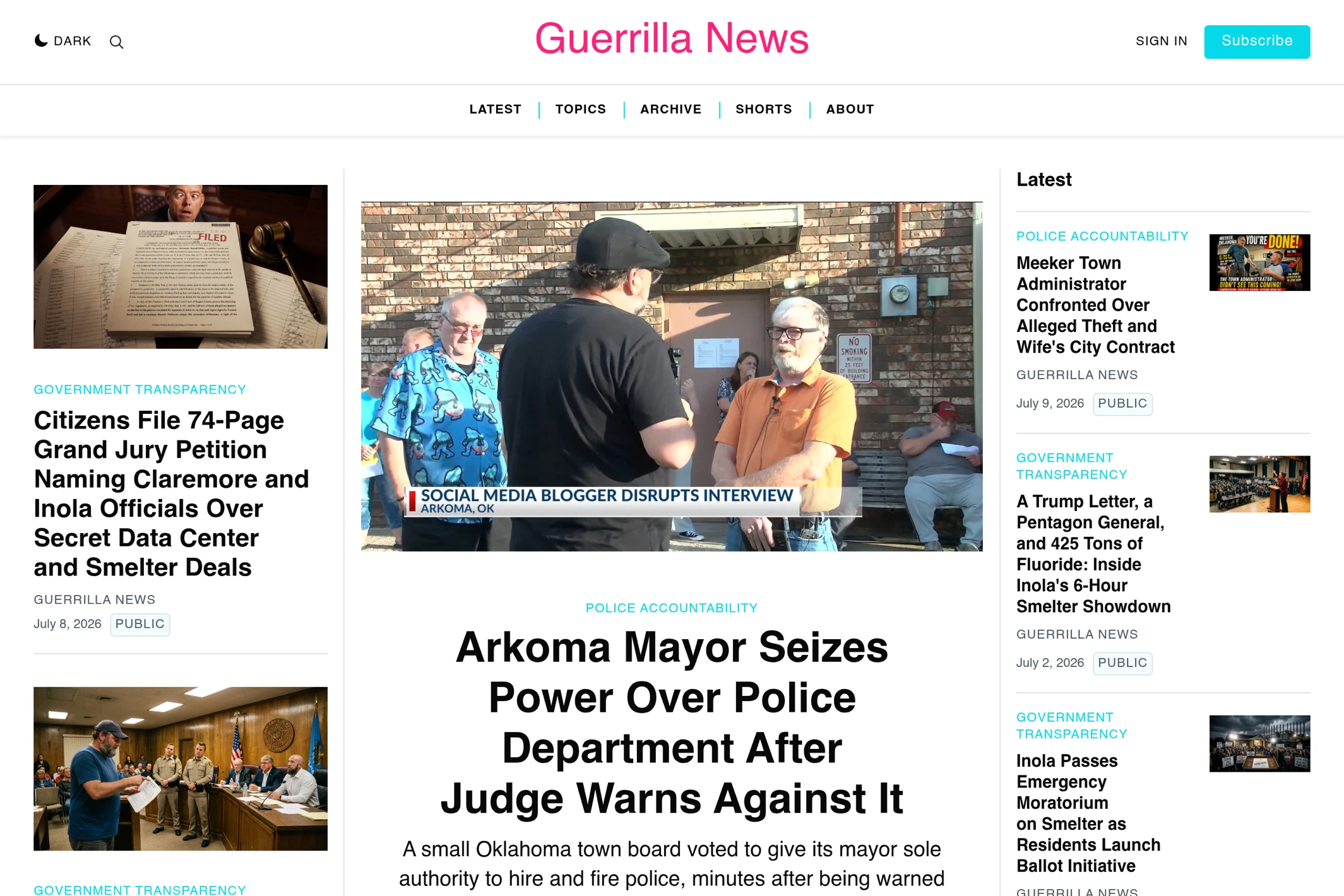 Screenshot of Guerrilla News — Ghost theme website