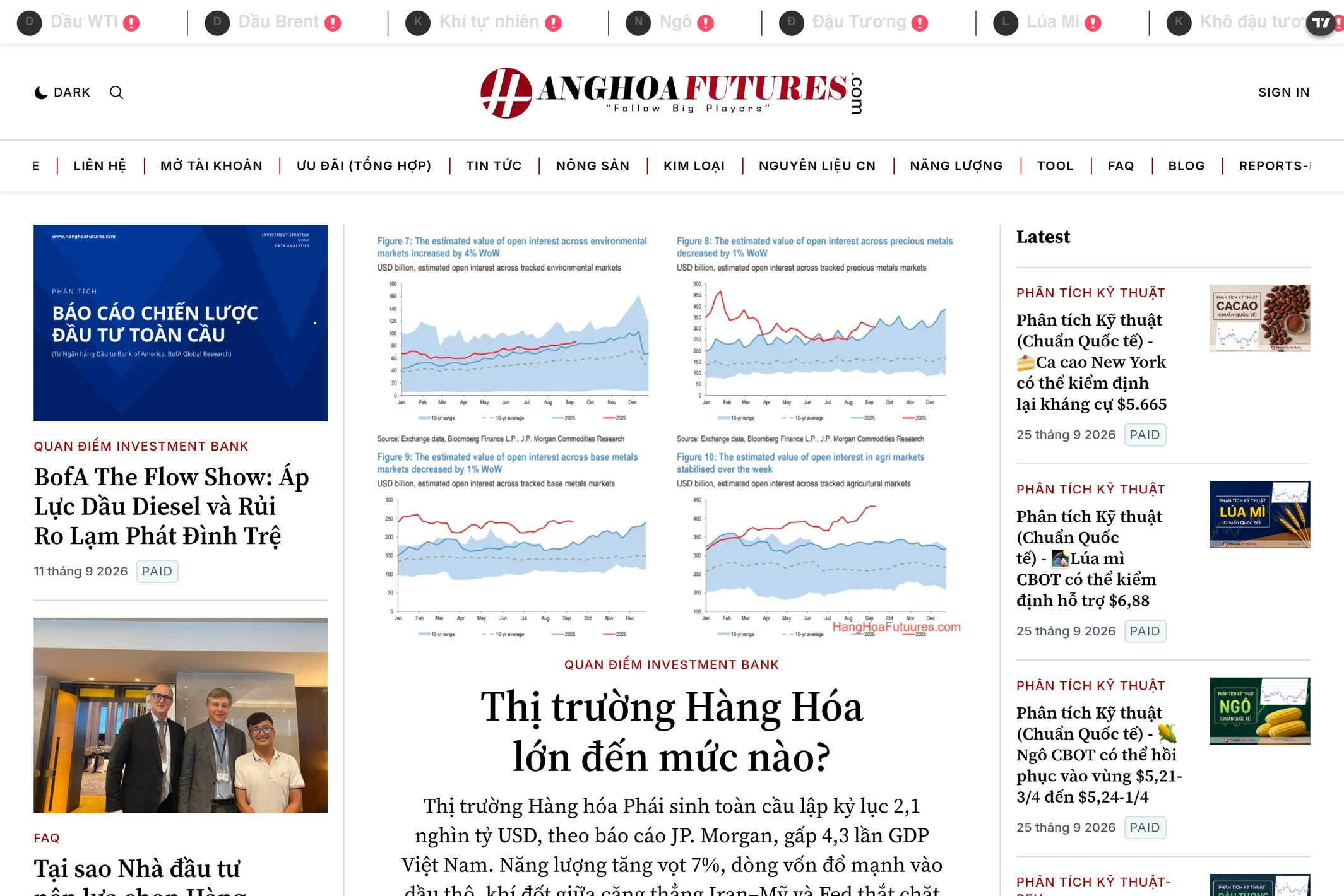 Screenshot of Hàng Hóa Futures — Ghost theme website