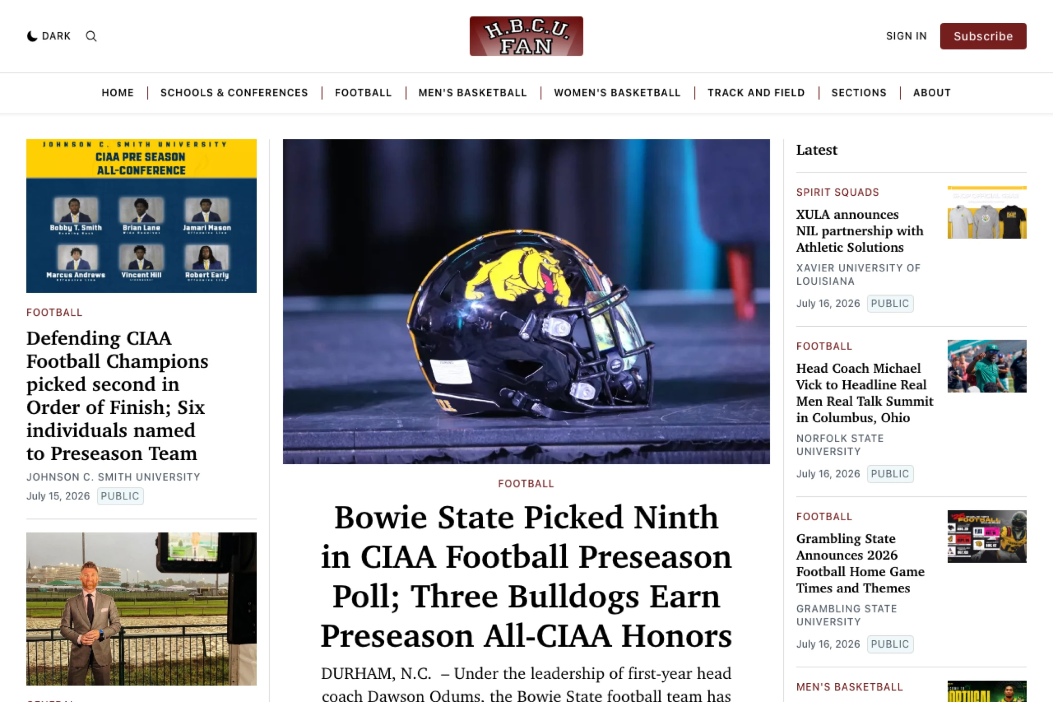 Screenshot of HBCU Fan — Ghost theme website