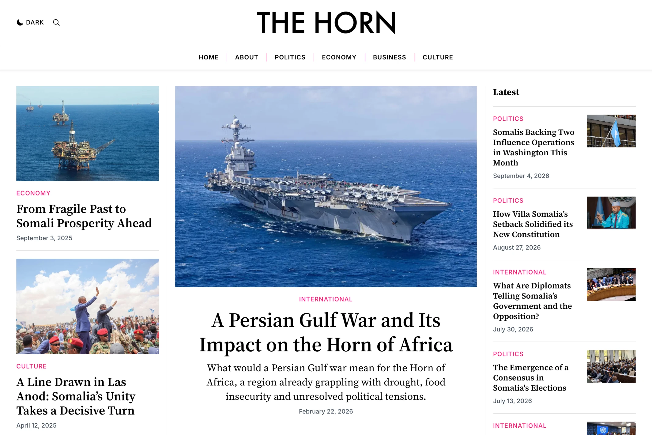 Screenshot of The Horn — Ghost theme website