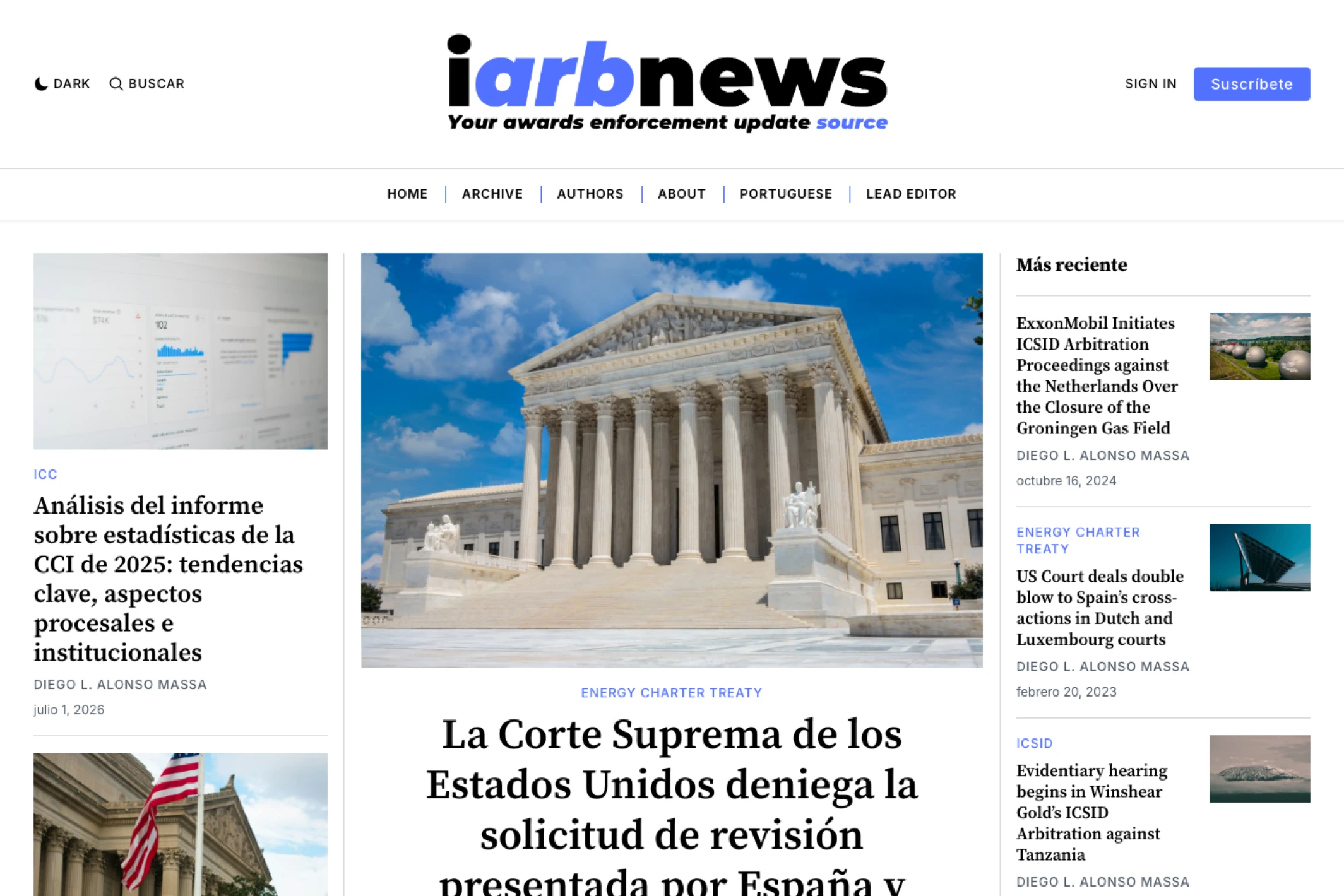 Screenshot of iarbnews — Ghost theme website