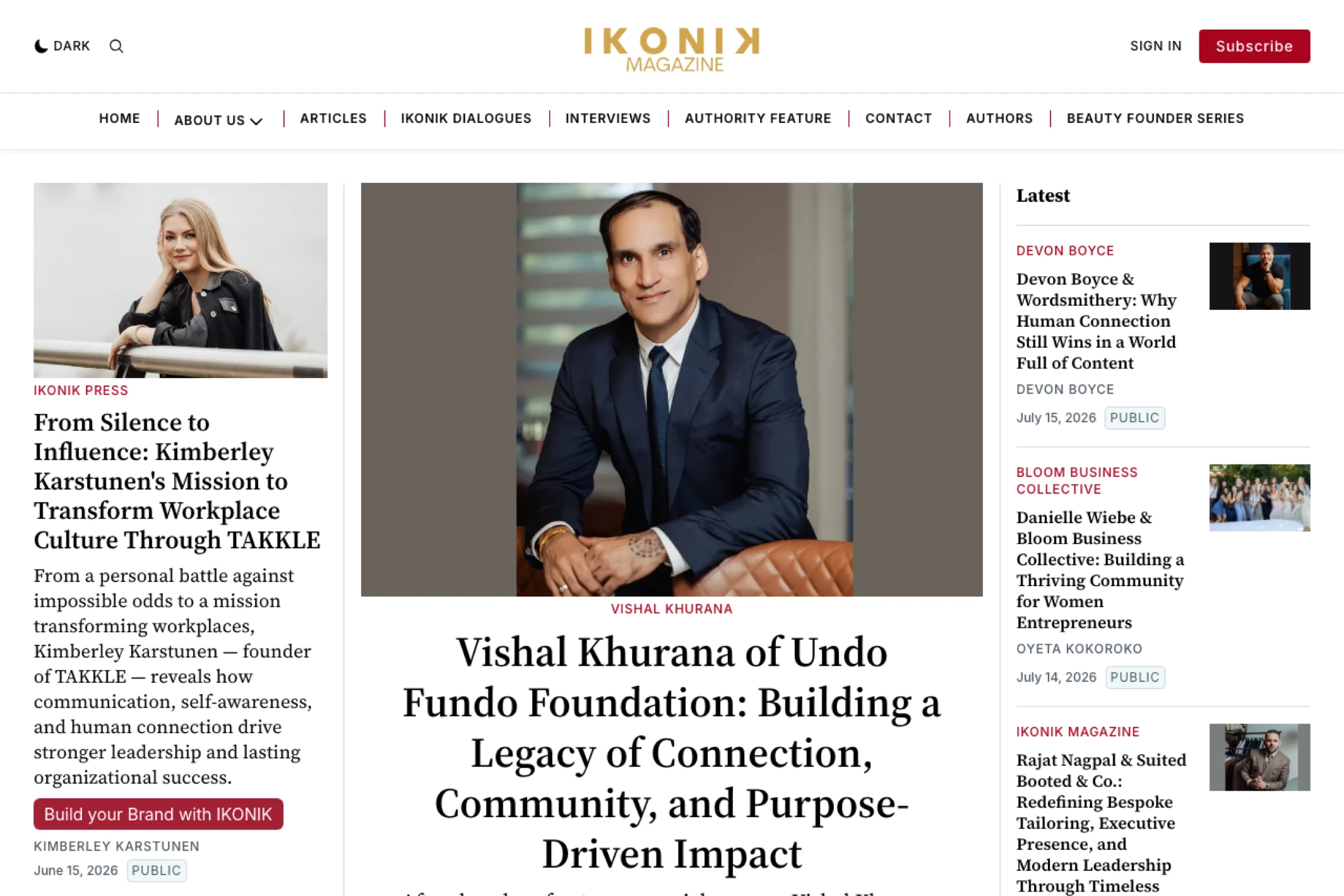 Screenshot of IKONIK Magazine — Ghost theme website