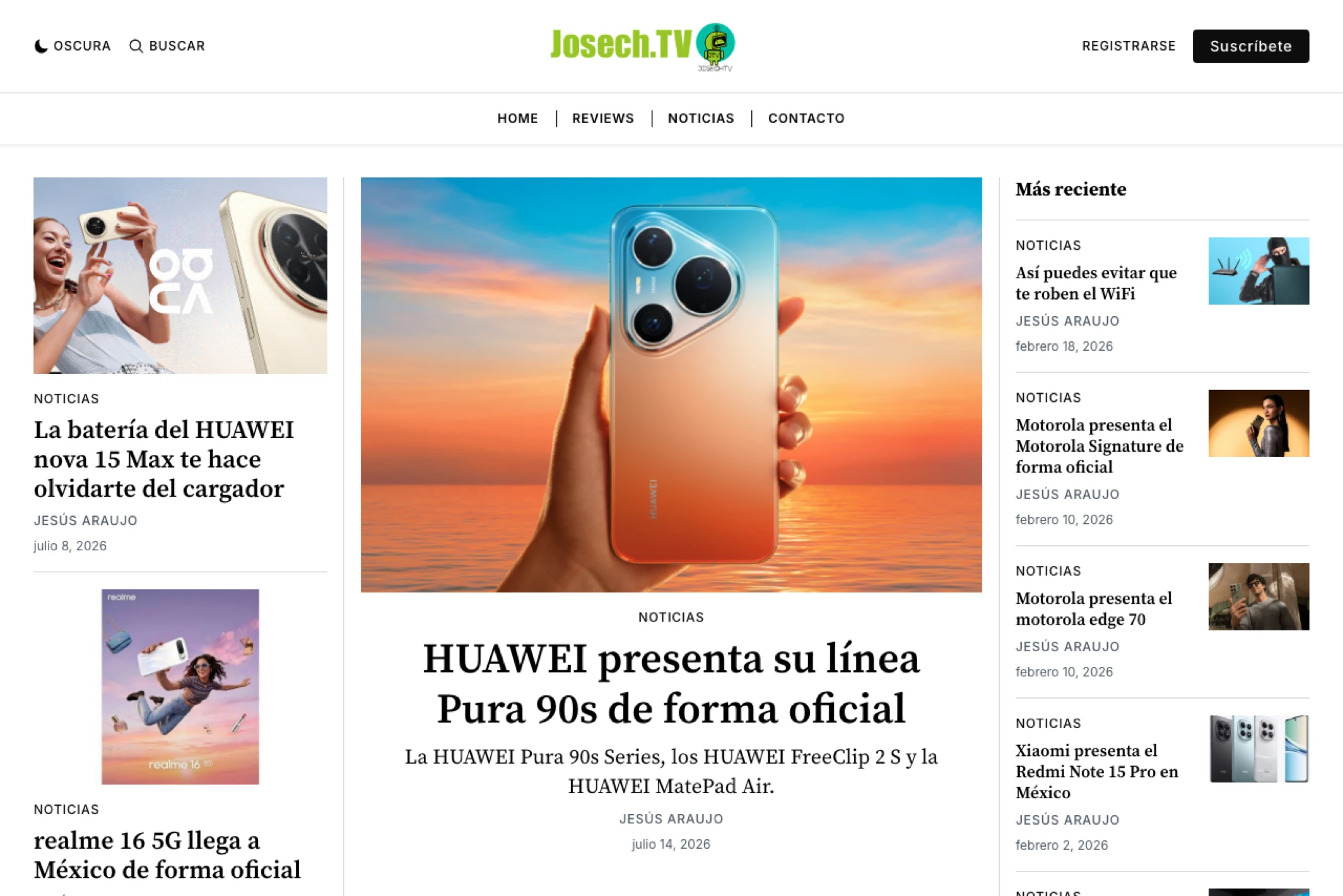 Screenshot of Josech TV — Ghost theme website