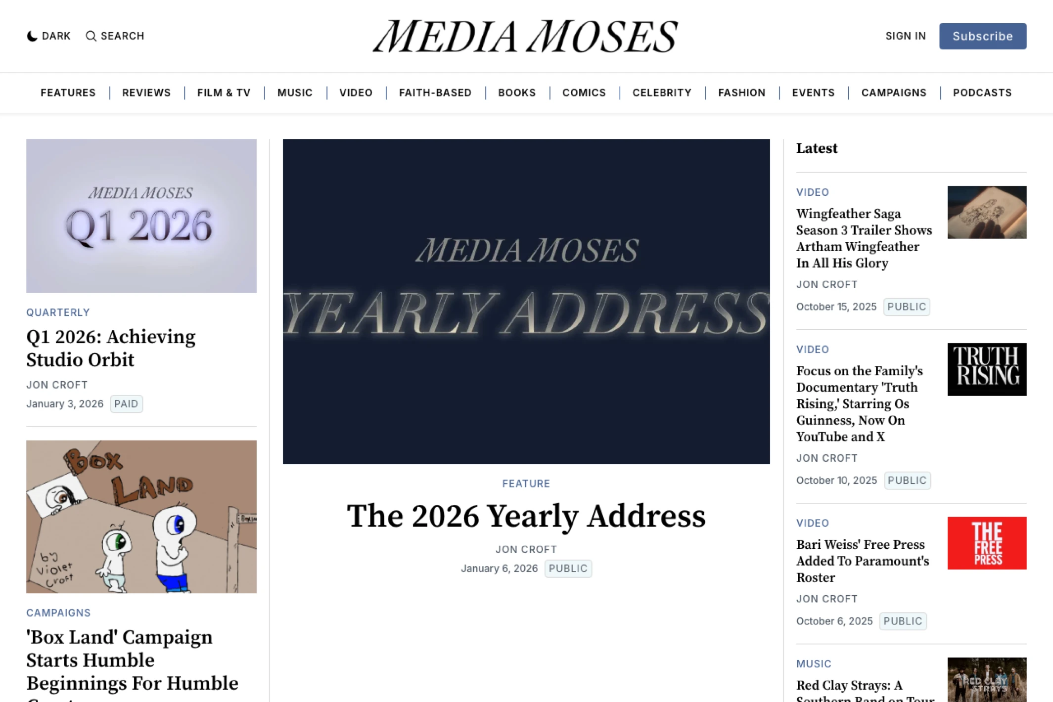 Screenshot of Media Moses — Ghost theme website