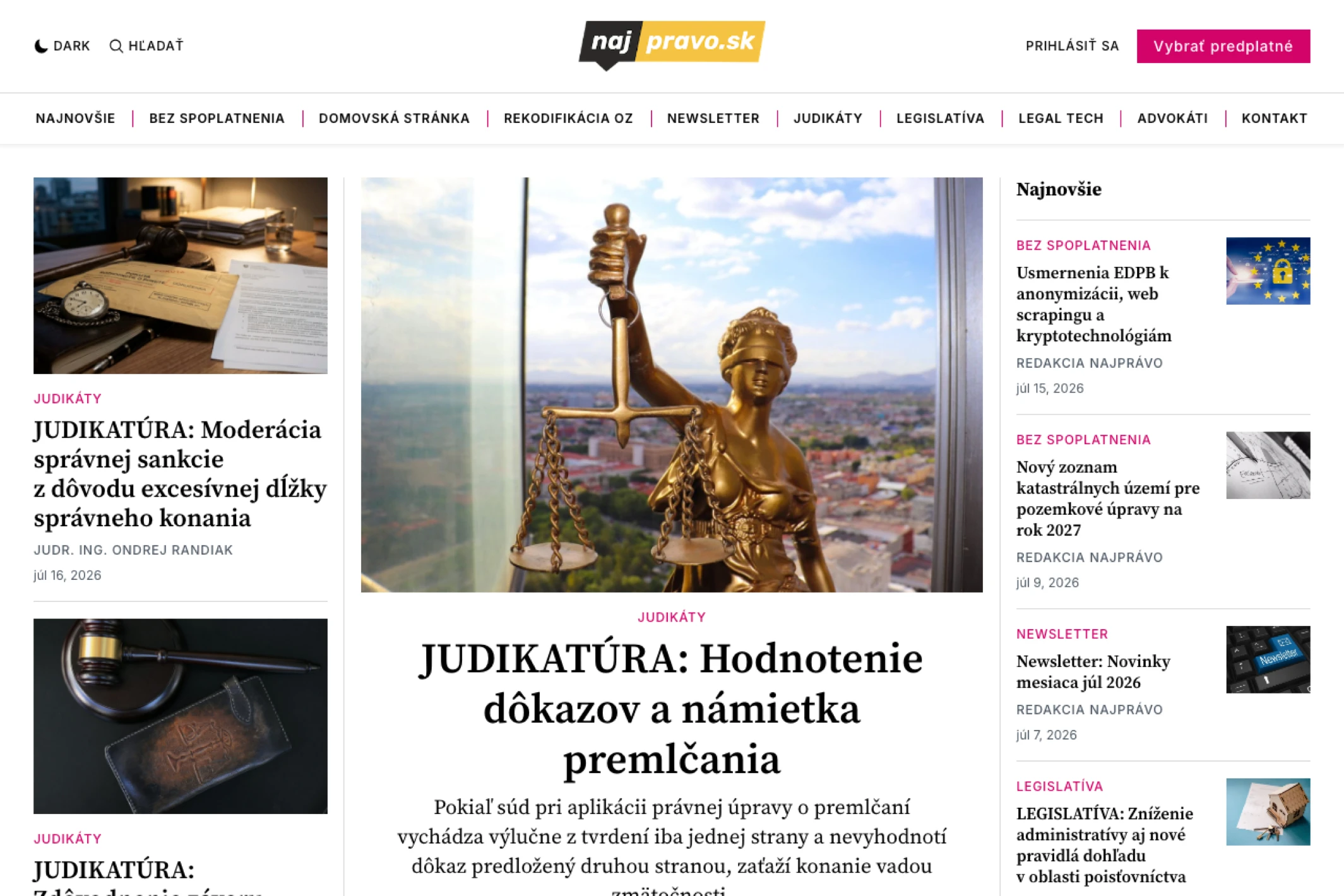 Screenshot of Najprávo — Ghost theme website