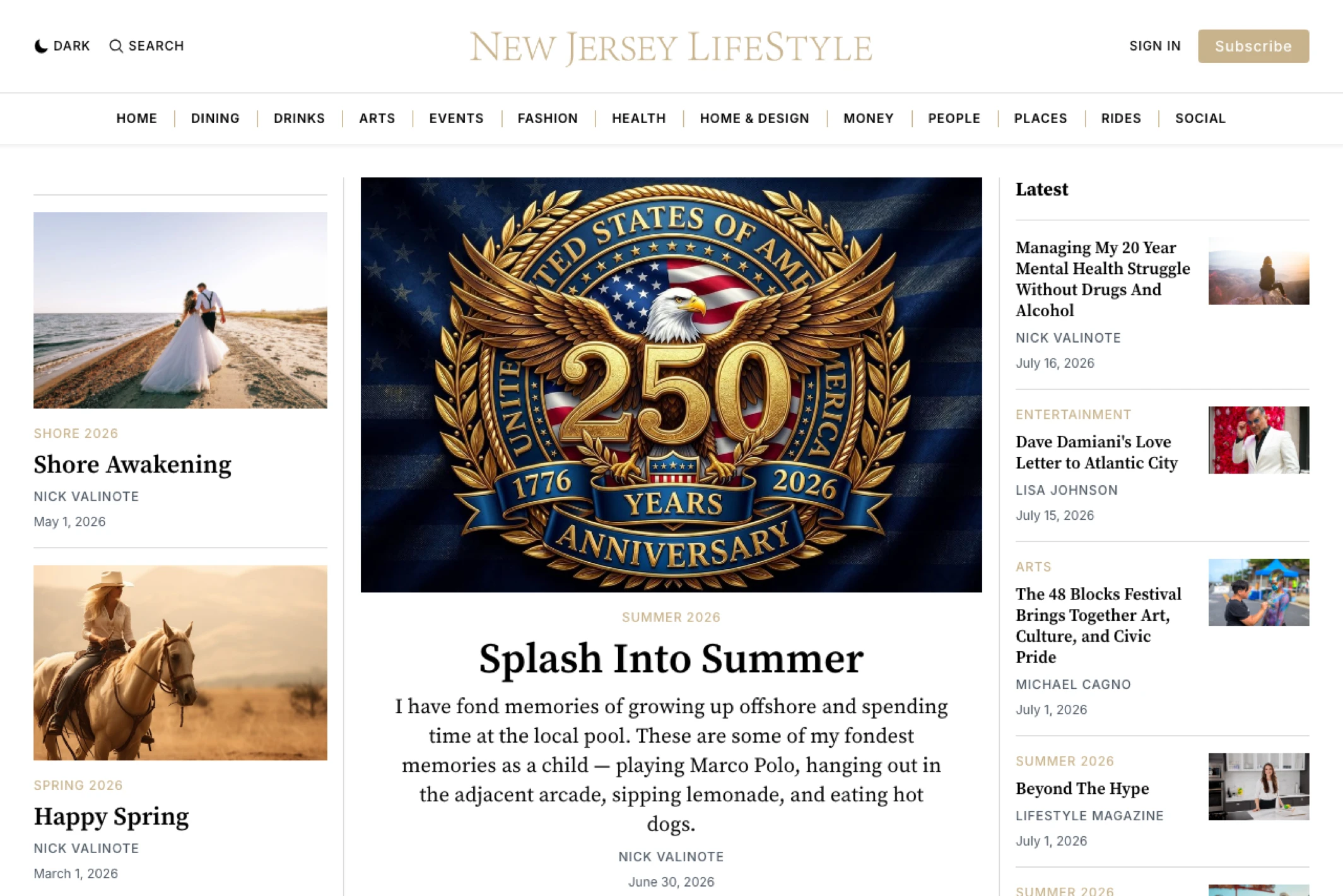 Screenshot of New Jersey Lifestyle Magazine — Ghost theme website
