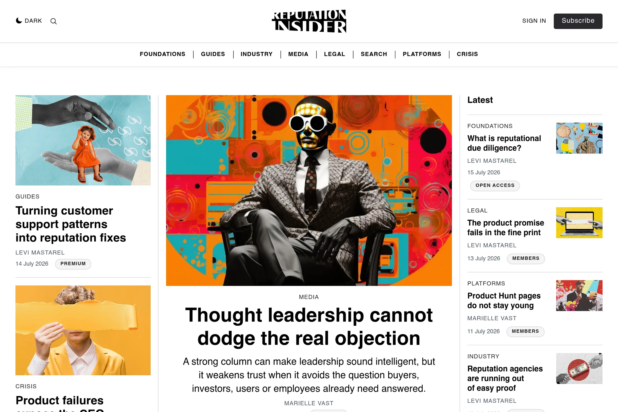 Screenshot of Reputation Insider — Ghost theme website