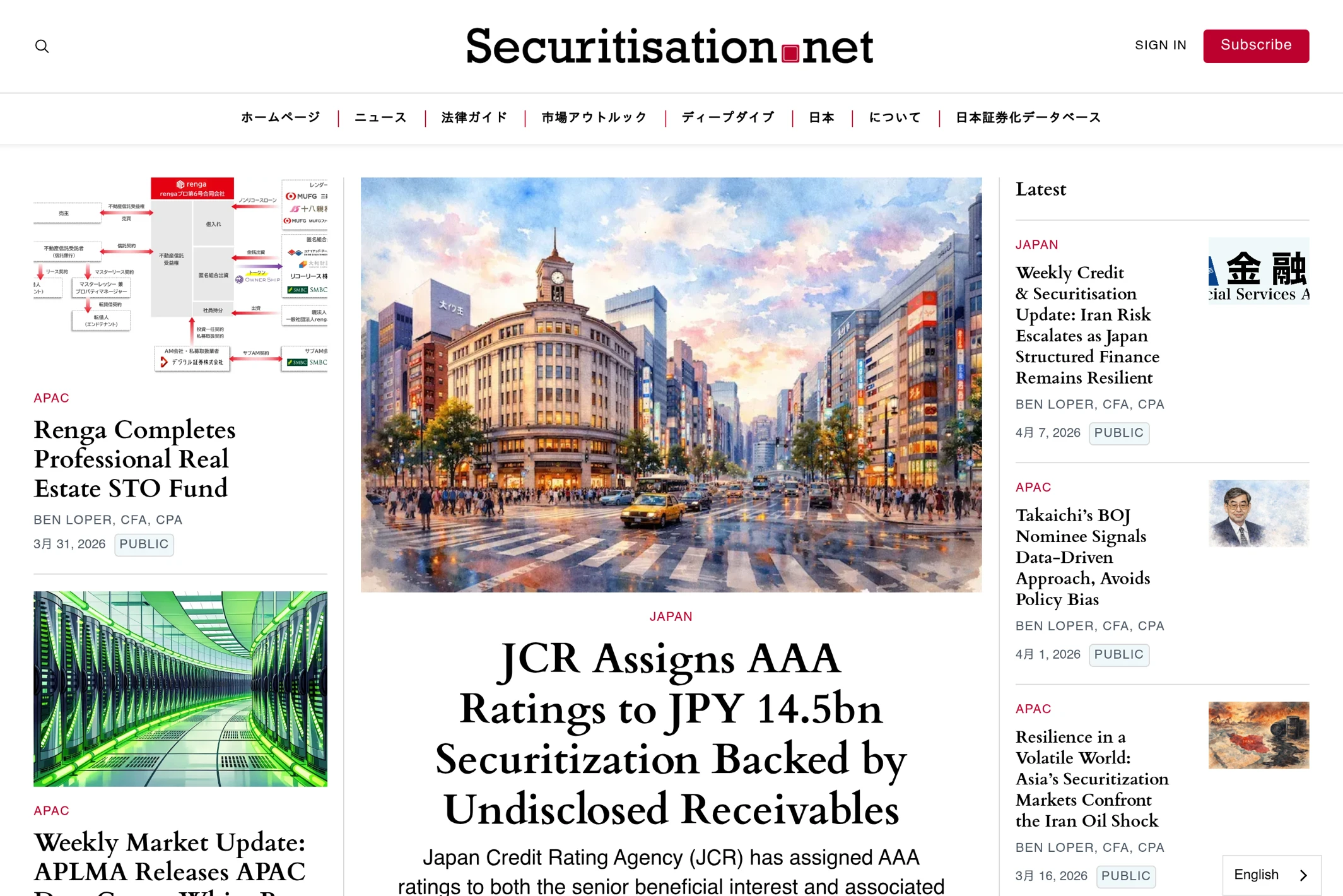Screenshot of Securitisation.net — Ghost theme website