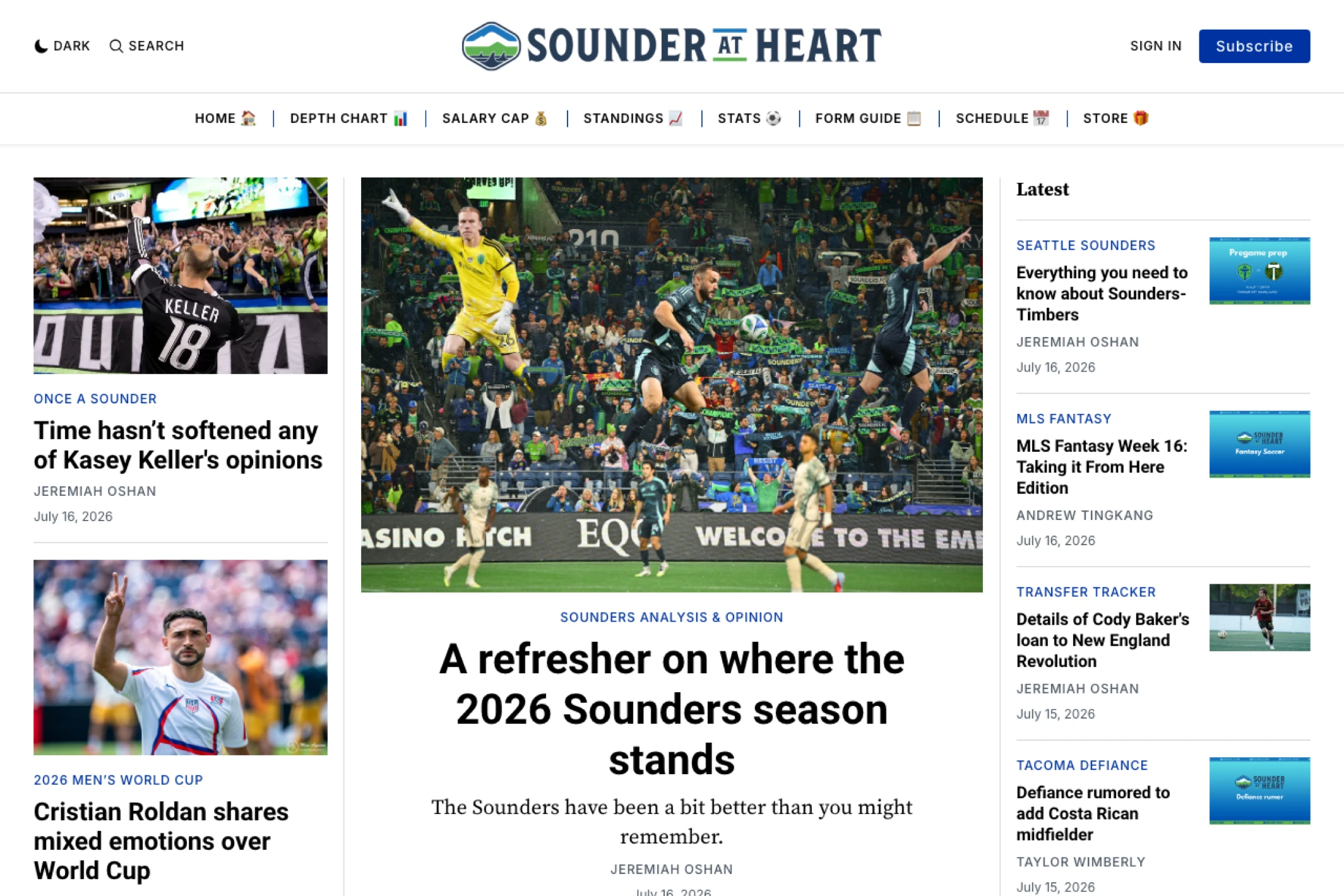 Screenshot of Sounder at Heart — Ghost theme website