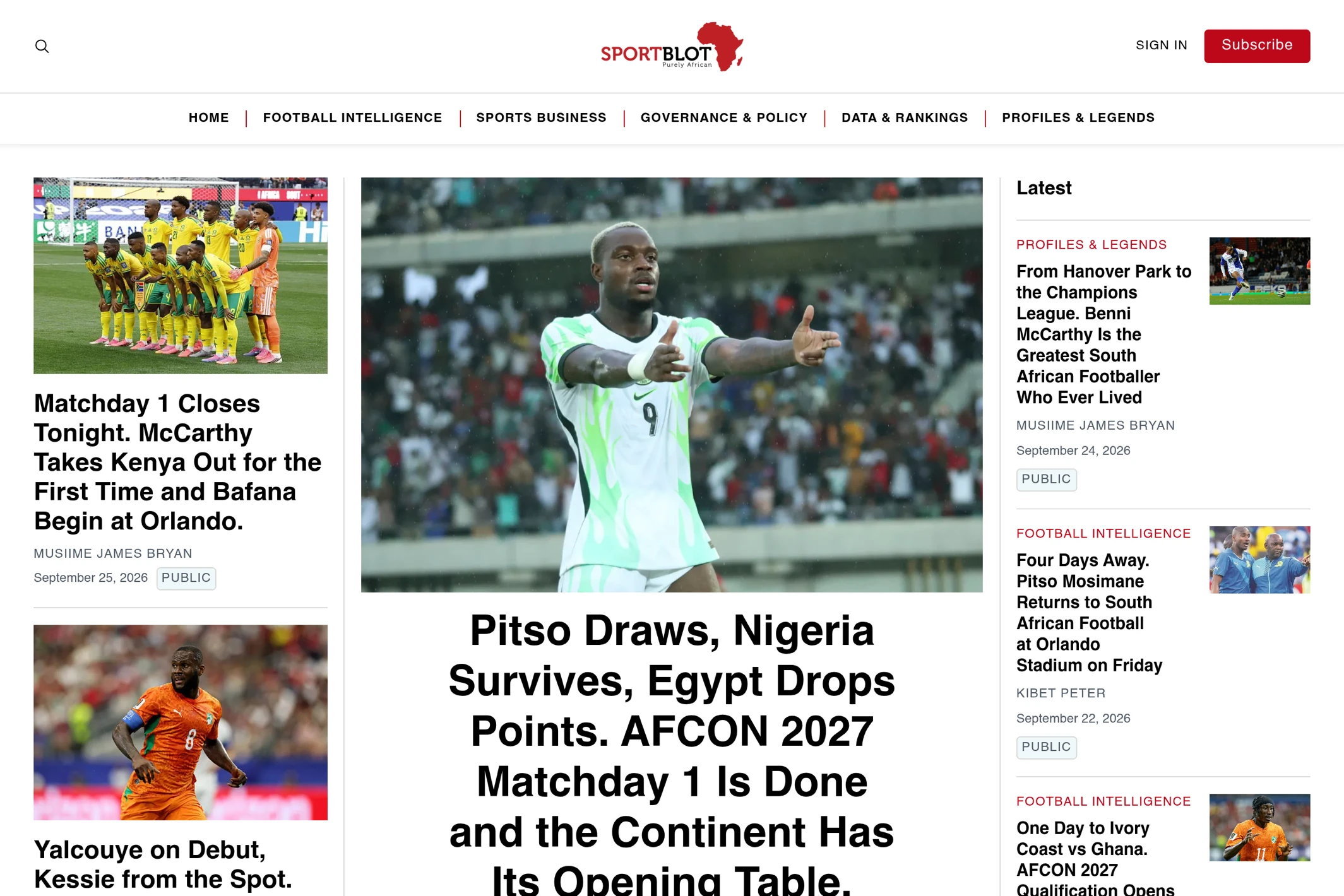 Screenshot of Sportblot — Ghost theme website