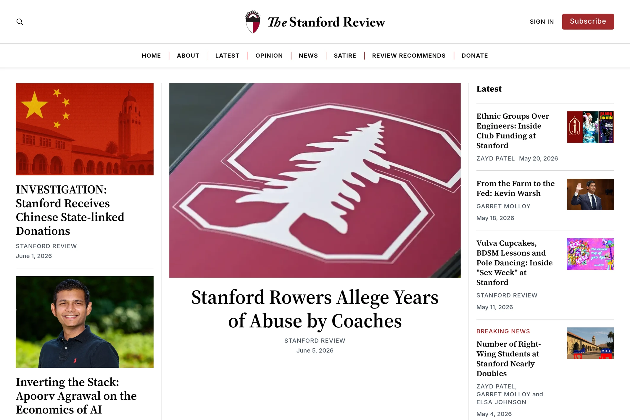 Screenshot of The Stanford Review — Ghost theme website