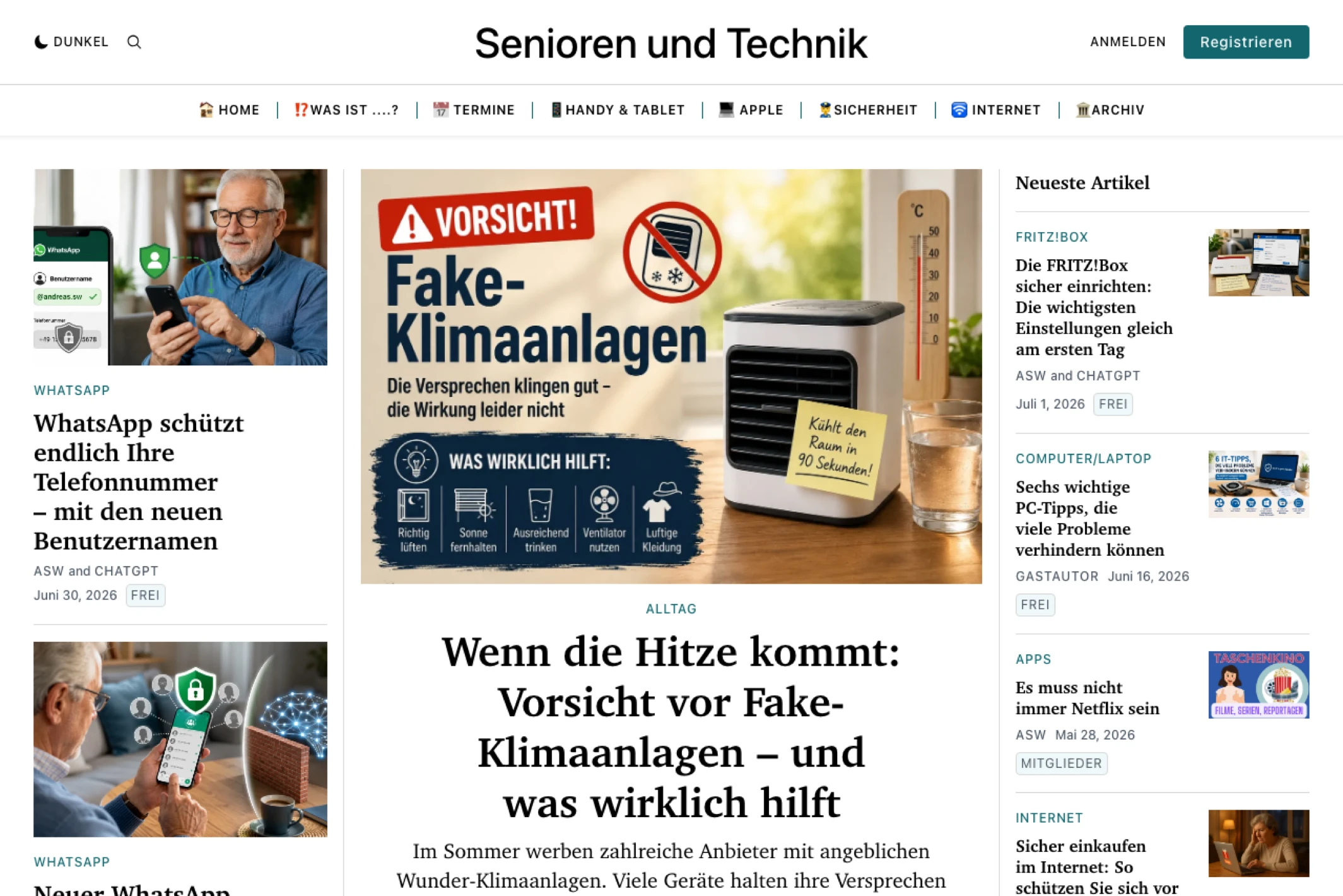 Screenshot of Senioren und Technik — Ghost theme website
