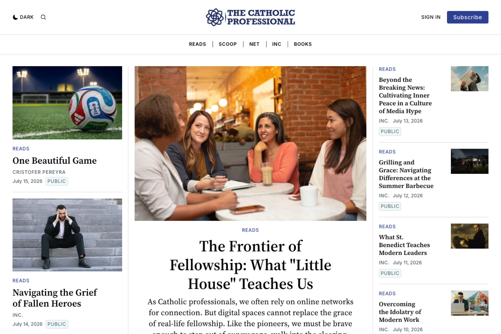 Screenshot of The Catholic Professional — Ghost theme website