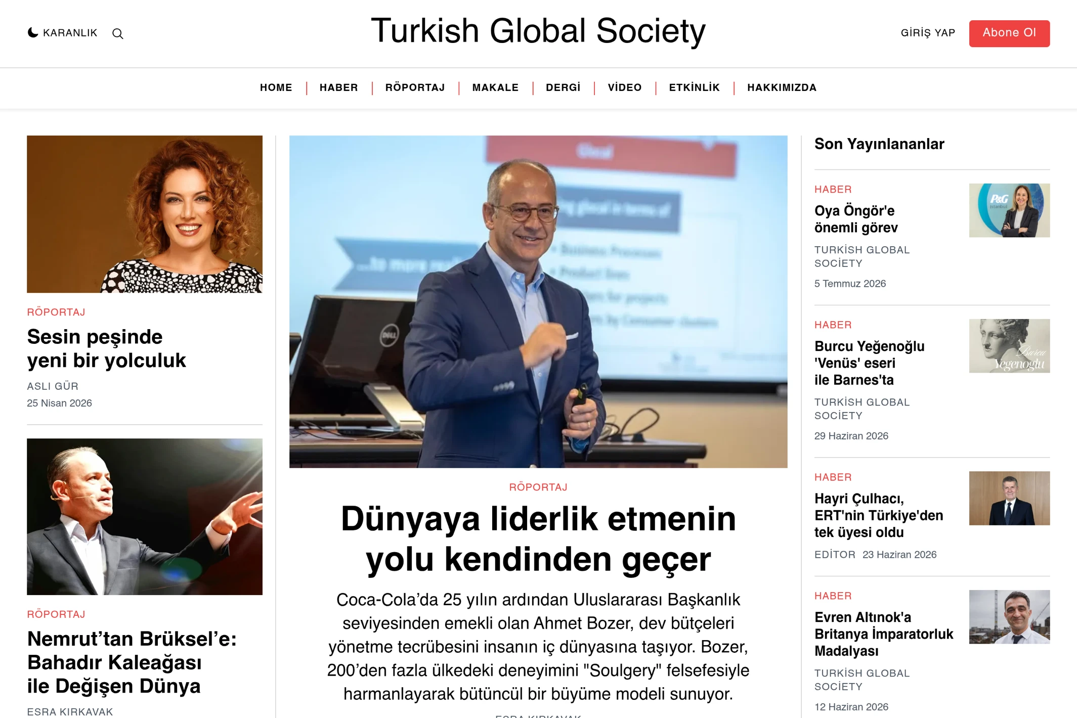 Screenshot of Turkish Global Society — Ghost theme website