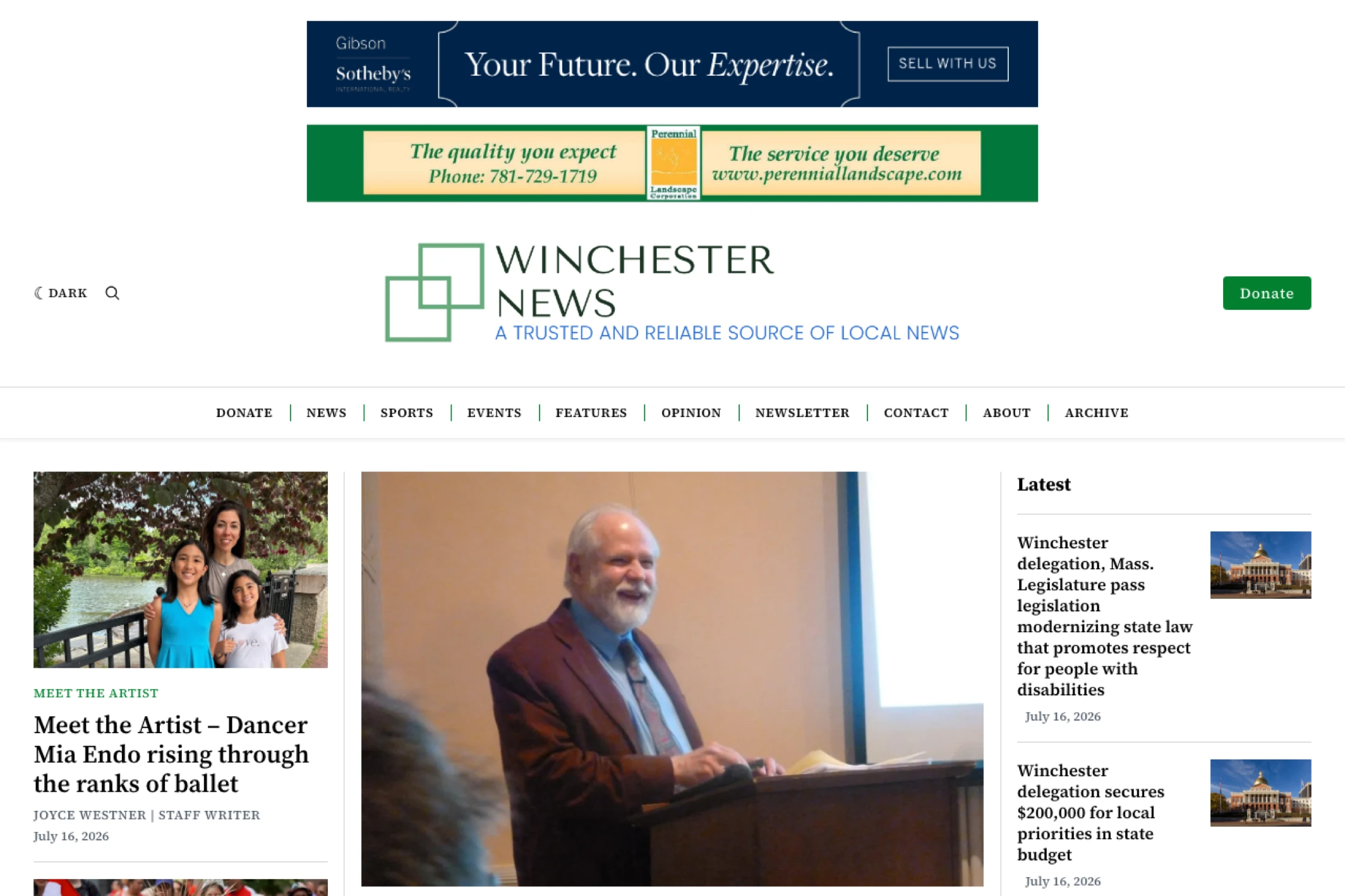 Screenshot of Winchester News — Ghost theme website