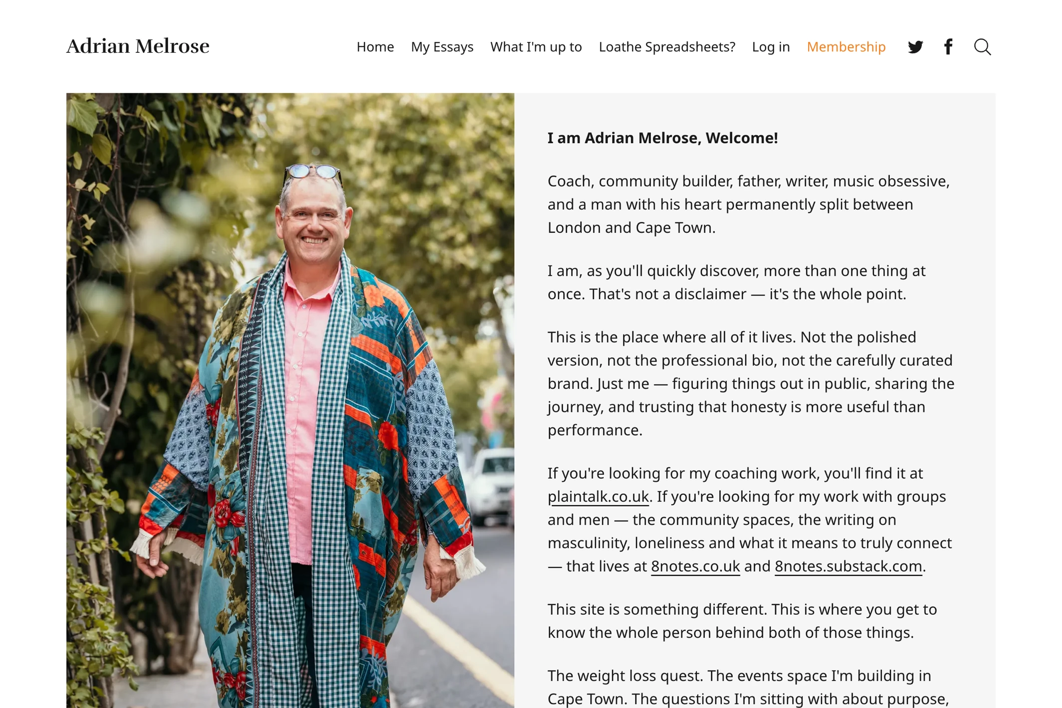 Screenshot of Adrian Melrose — Ghost theme website