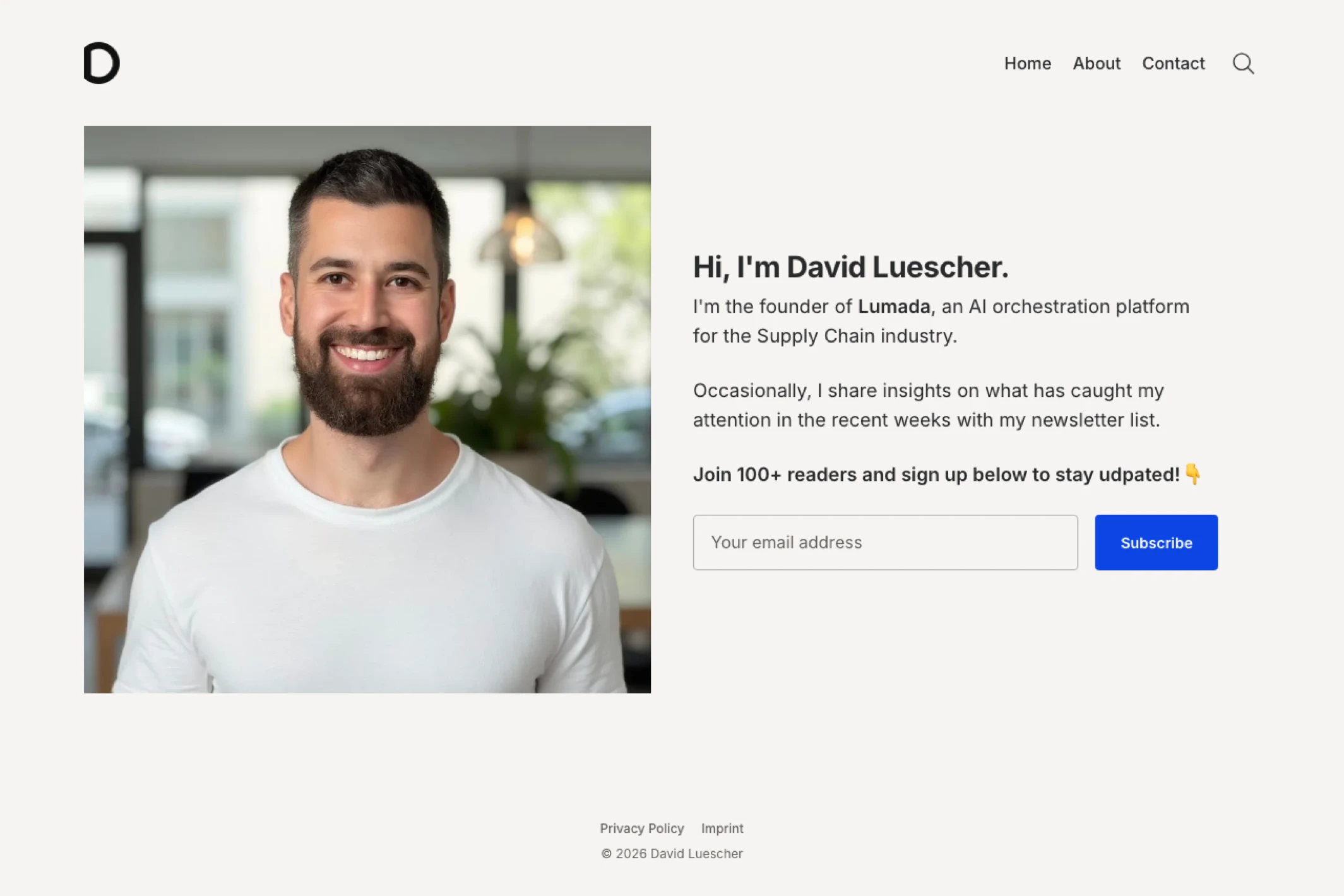 Screenshot of David Luescher — Ghost theme website