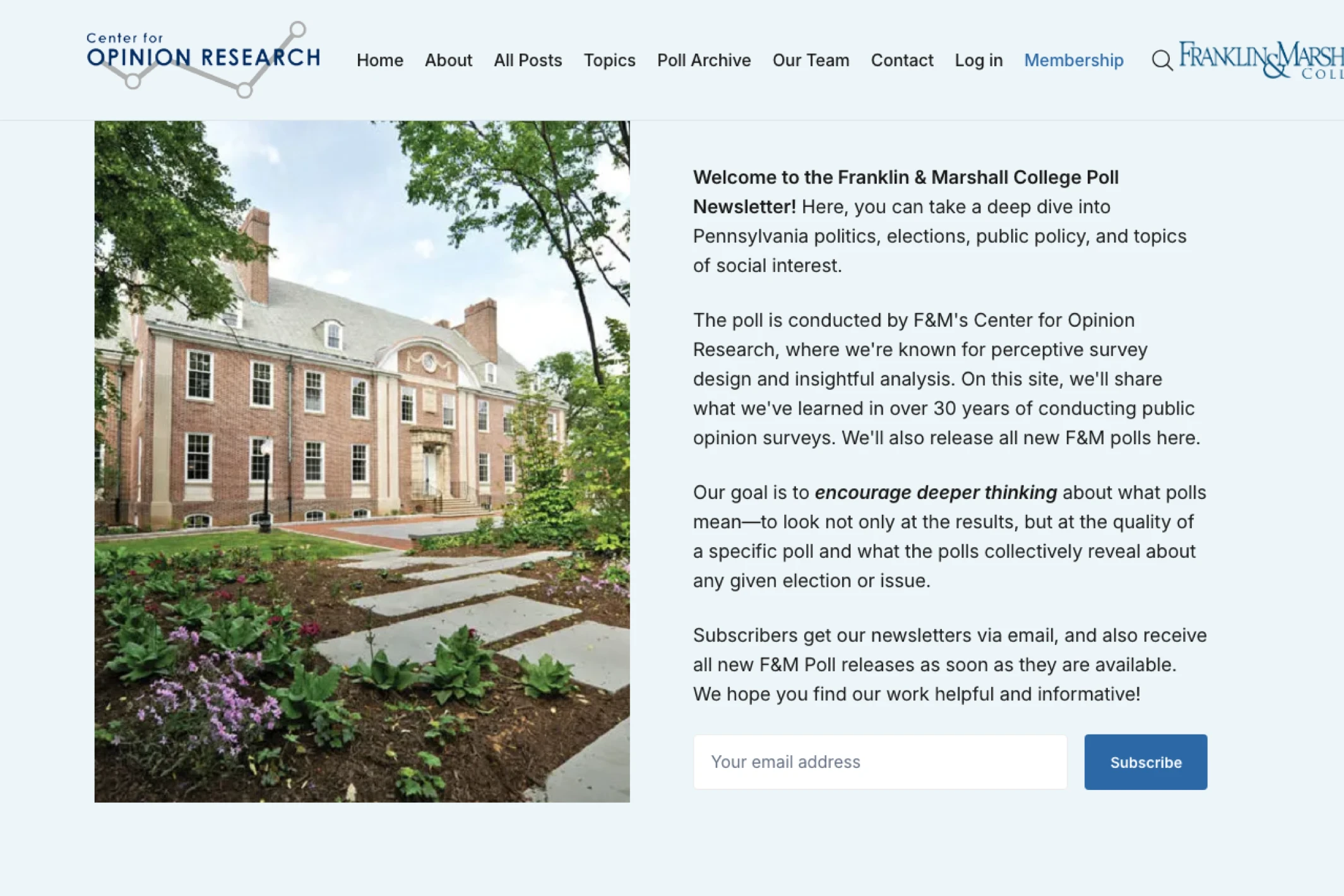 Screenshot of Franklin & Marshall College Poll — Ghost theme website