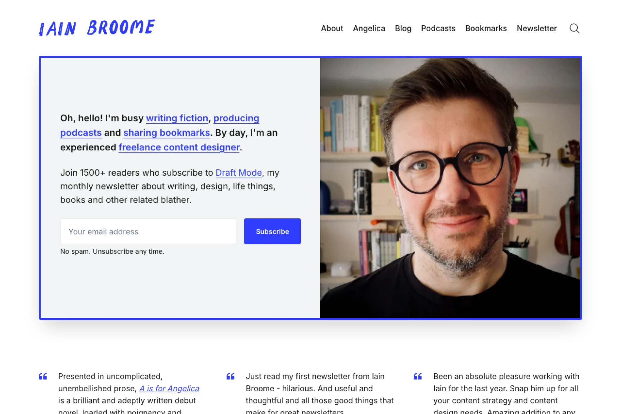 Screenshot of Iain Broome — built with Ubud Ghost theme