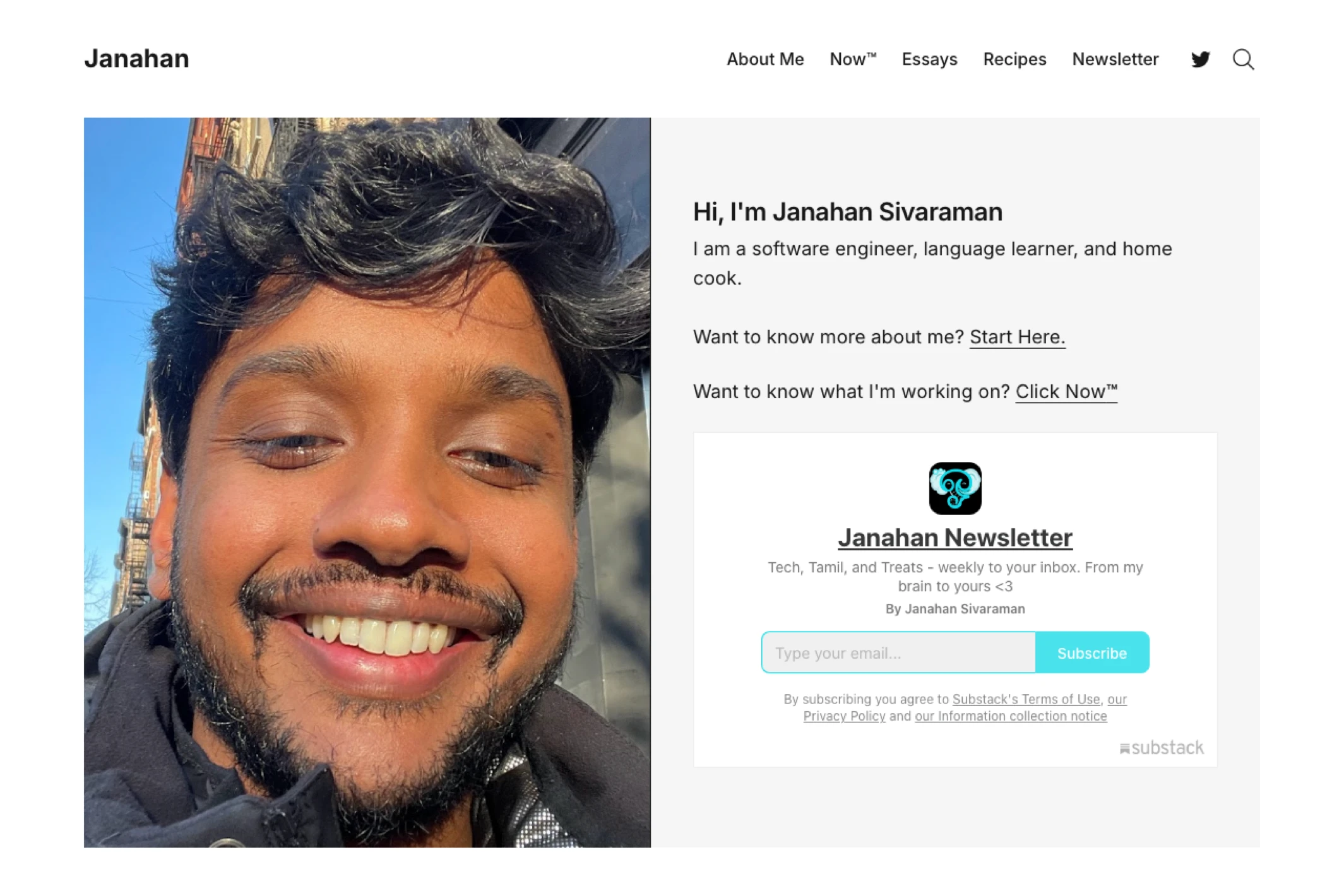 Screenshot of Janahan Sivaraman — Ghost theme website