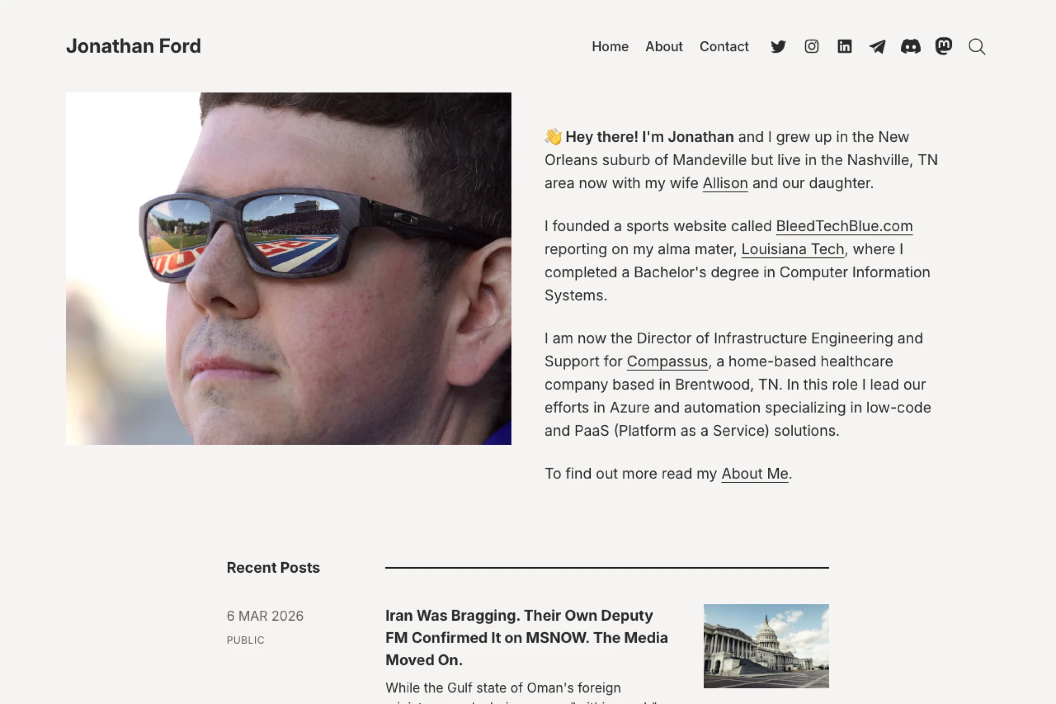 Screenshot of Jonathan Ford — Ghost theme website