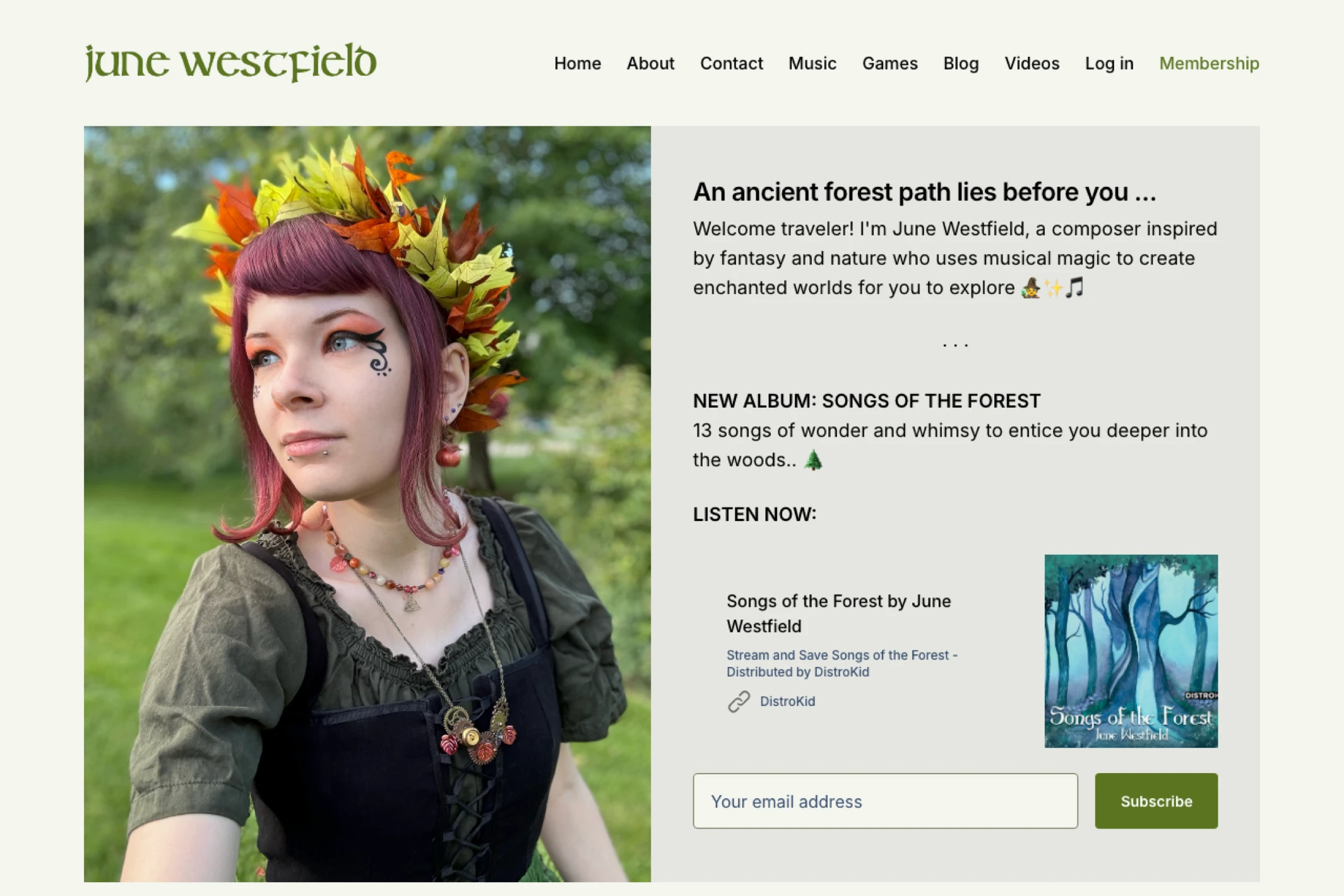 Screenshot of June Westfield — Ghost theme website