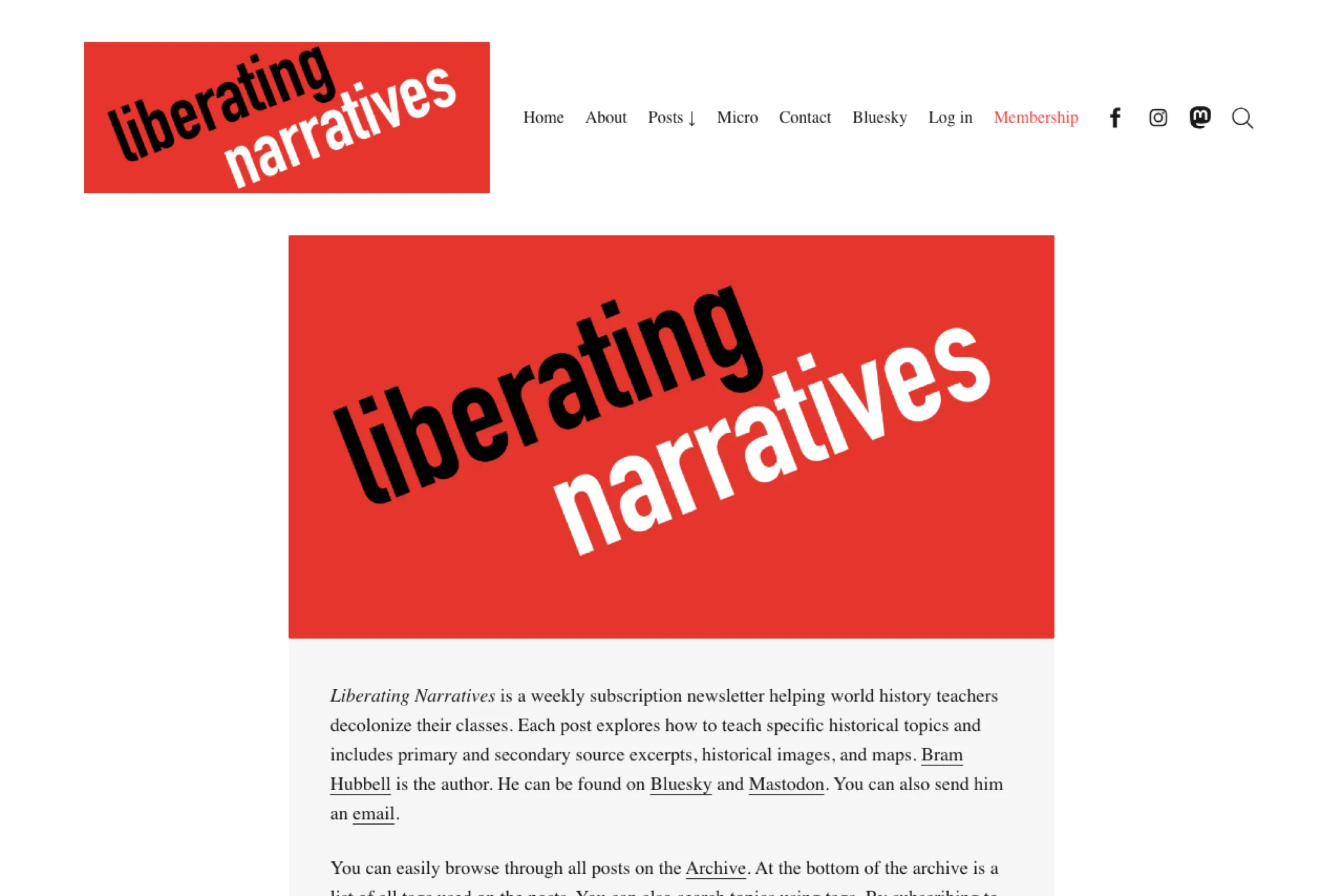 Screenshot of Liberating Narratives — Ghost theme website