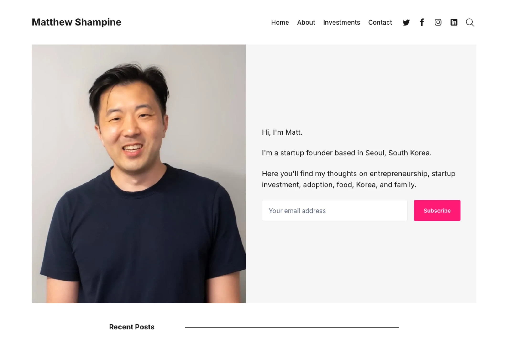 Screenshot of Matthew Shampine — Ghost theme website