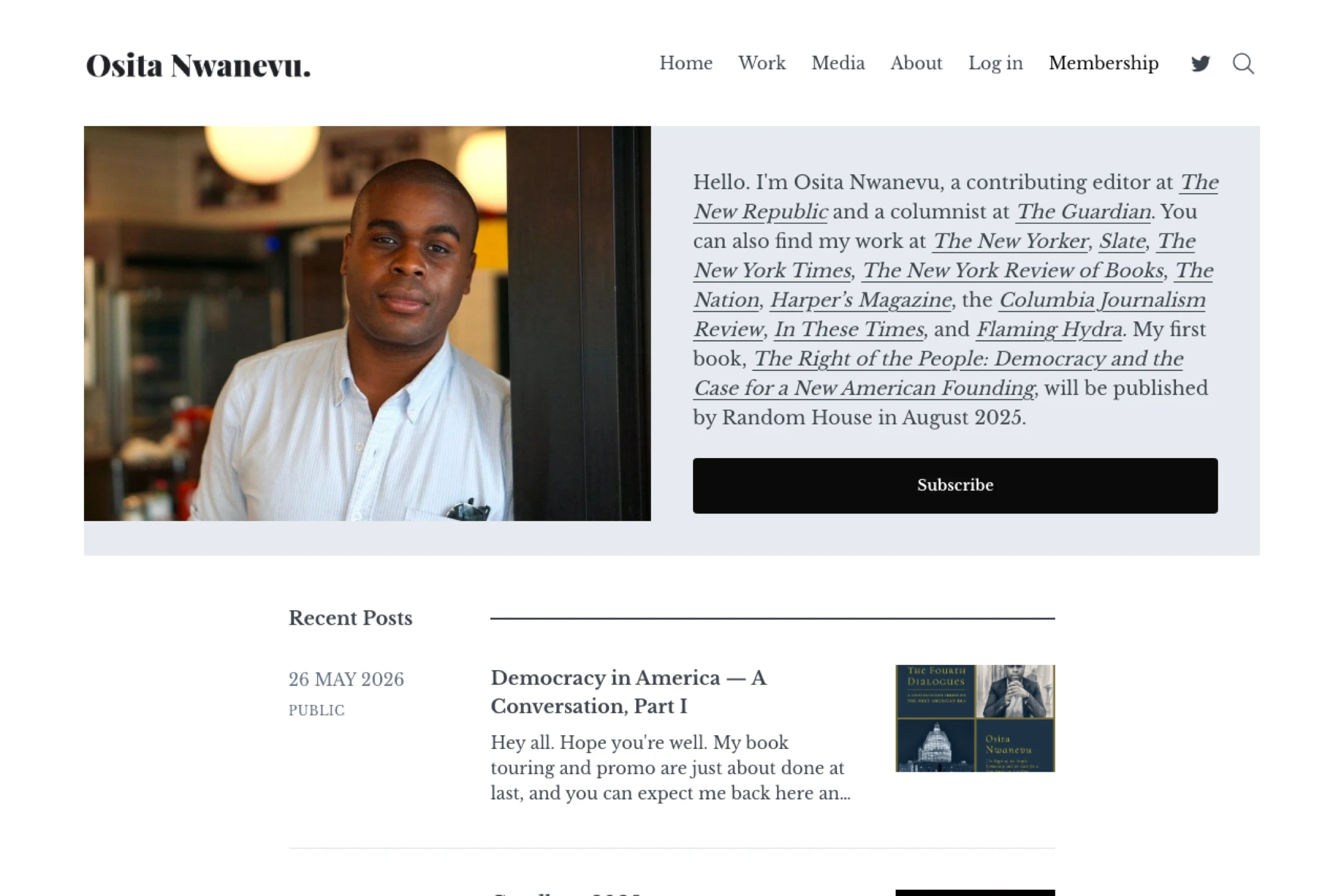 Screenshot of Osita Nwanevu — Ghost theme website