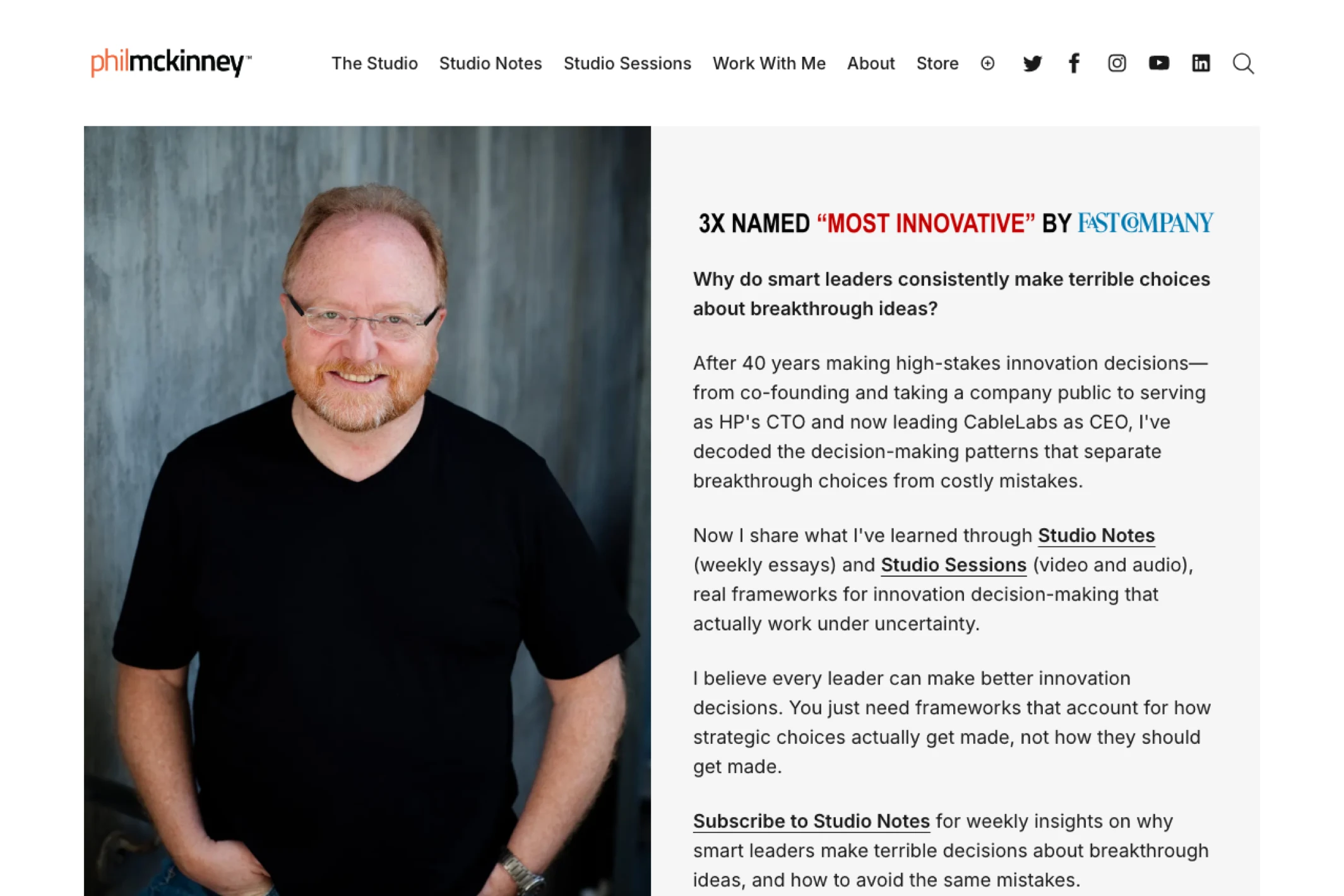 Screenshot of Phil McKinney — Ghost theme website