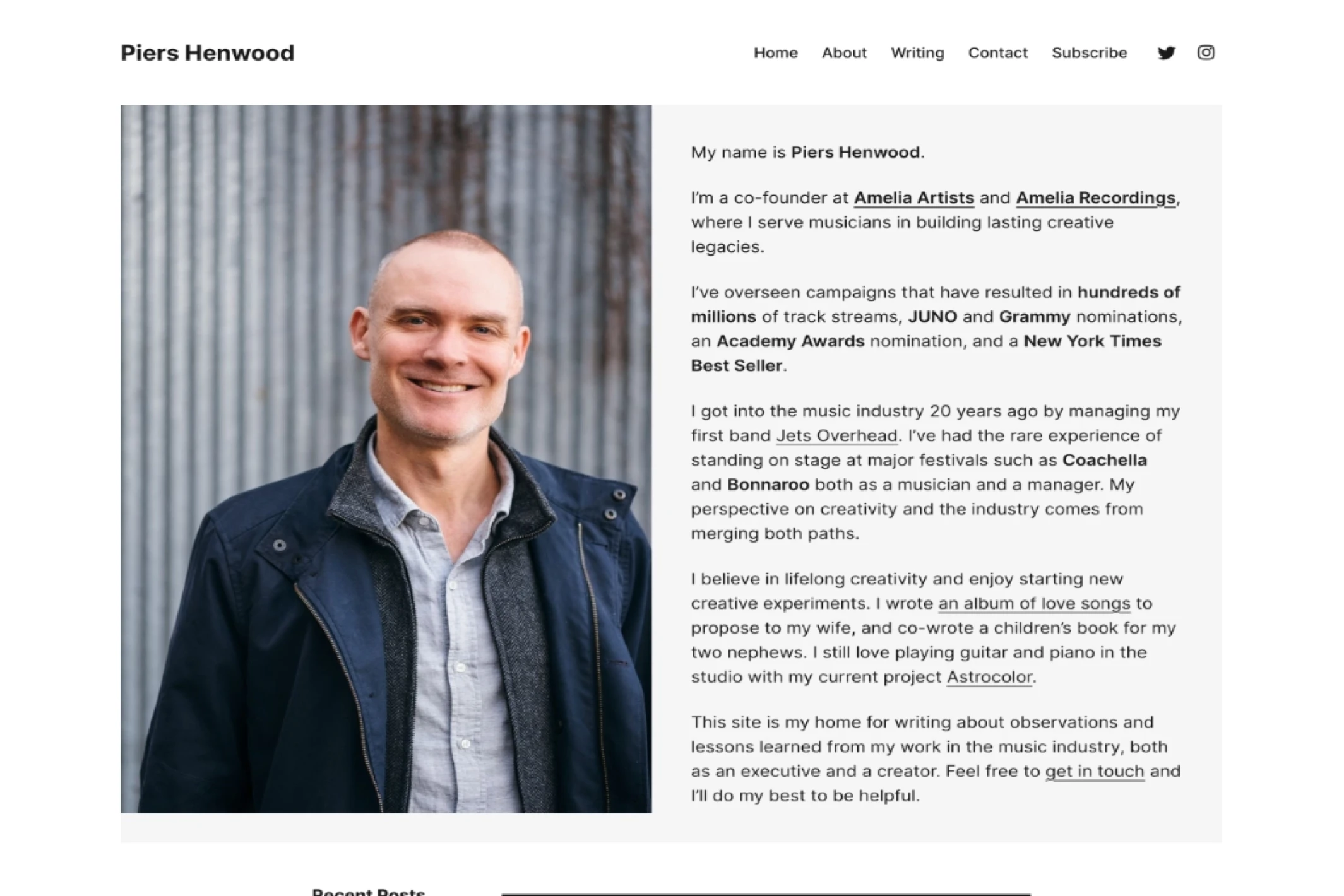 Screenshot of Piers Henwood — Ghost theme website