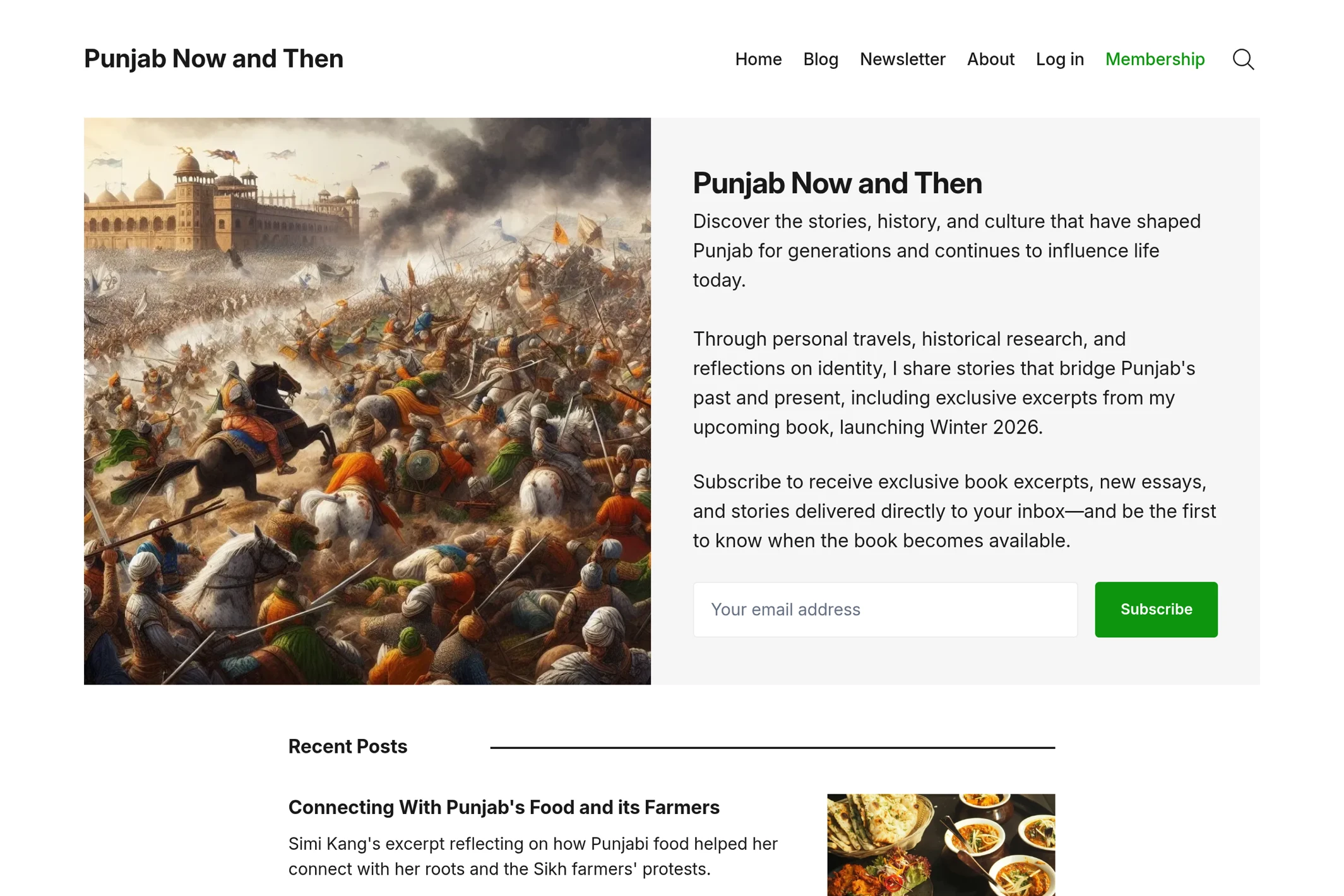 Screenshot of Punjab Now and Then — Ghost theme website