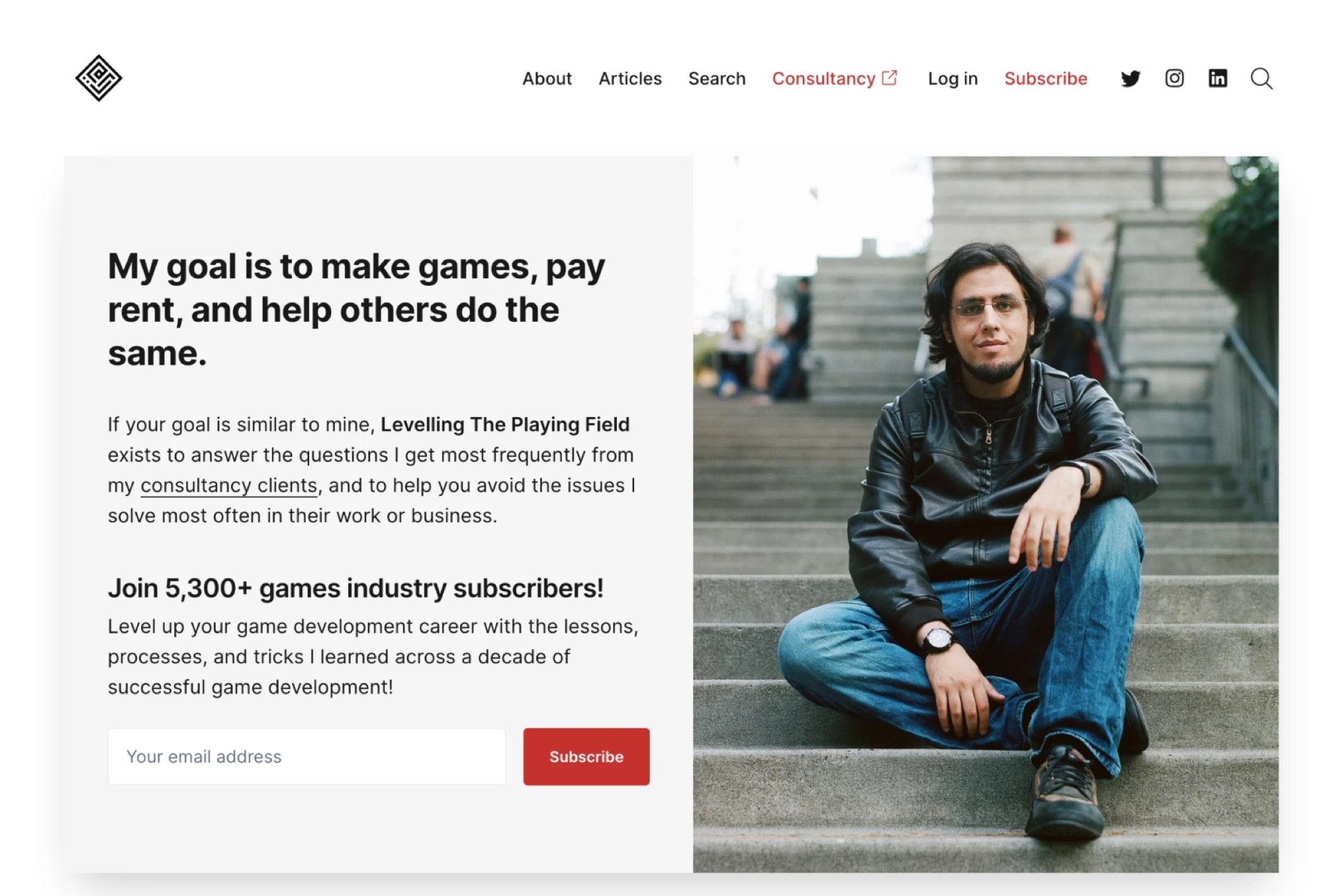 Screenshot of Levelling The Playing Field — Ghost theme website