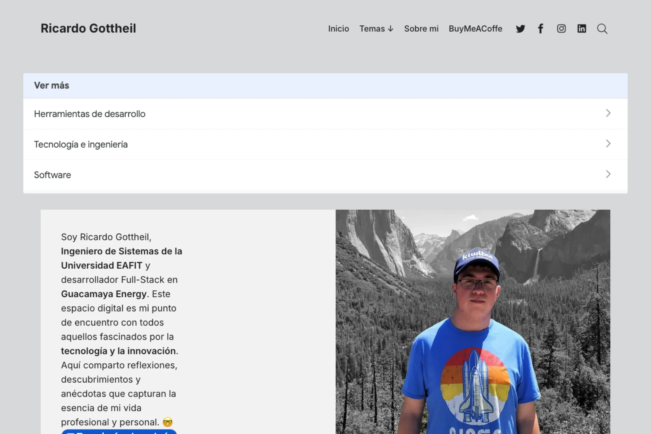 Screenshot of Ricardo Gottheil — Ghost theme website