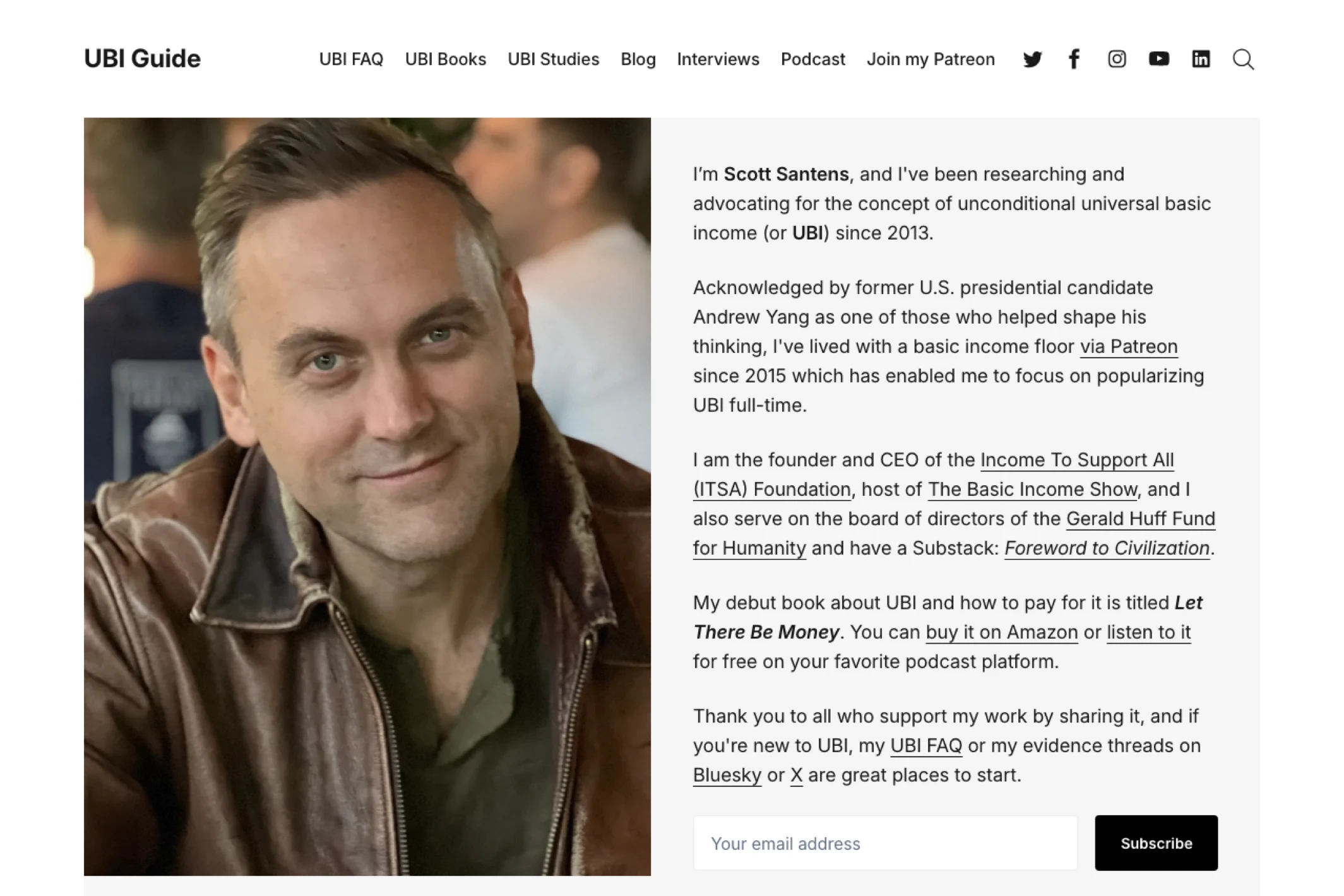 Screenshot of Scott Santens — built with Ubud Ghost theme