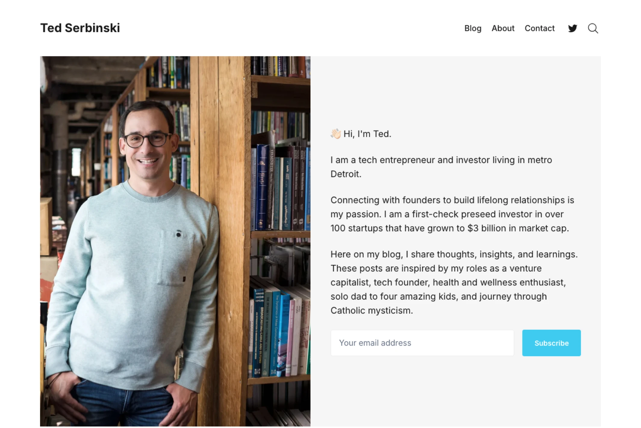 Screenshot of Ted Serbinski — Ghost theme website