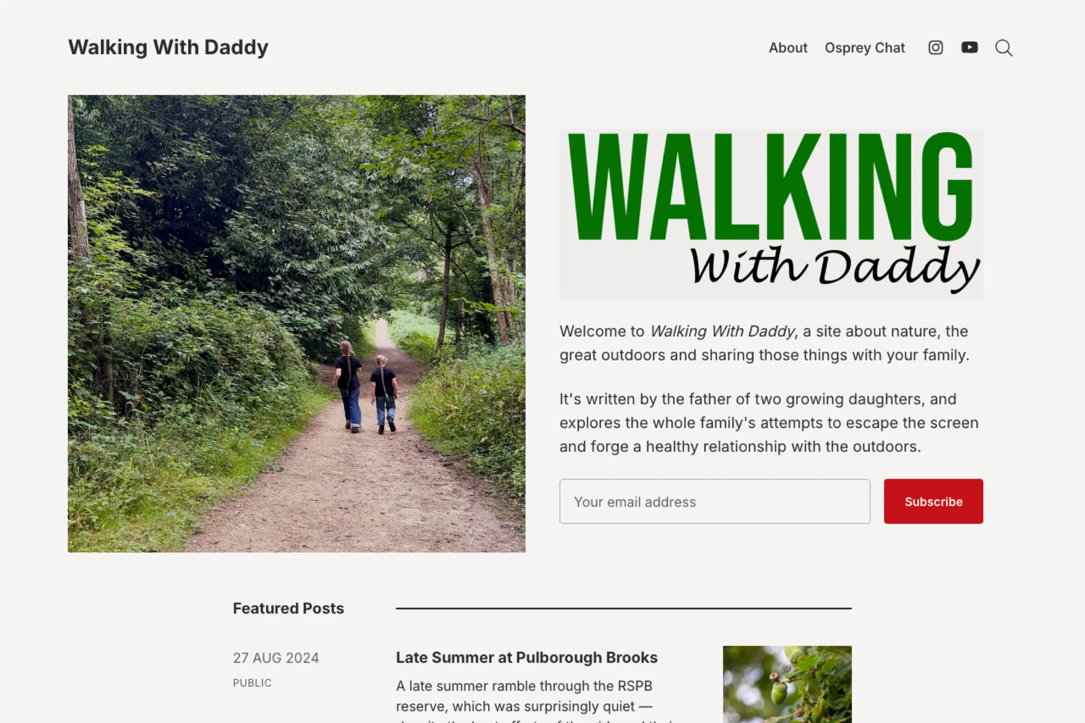 Screenshot of Walking With Daddy — Ghost theme website