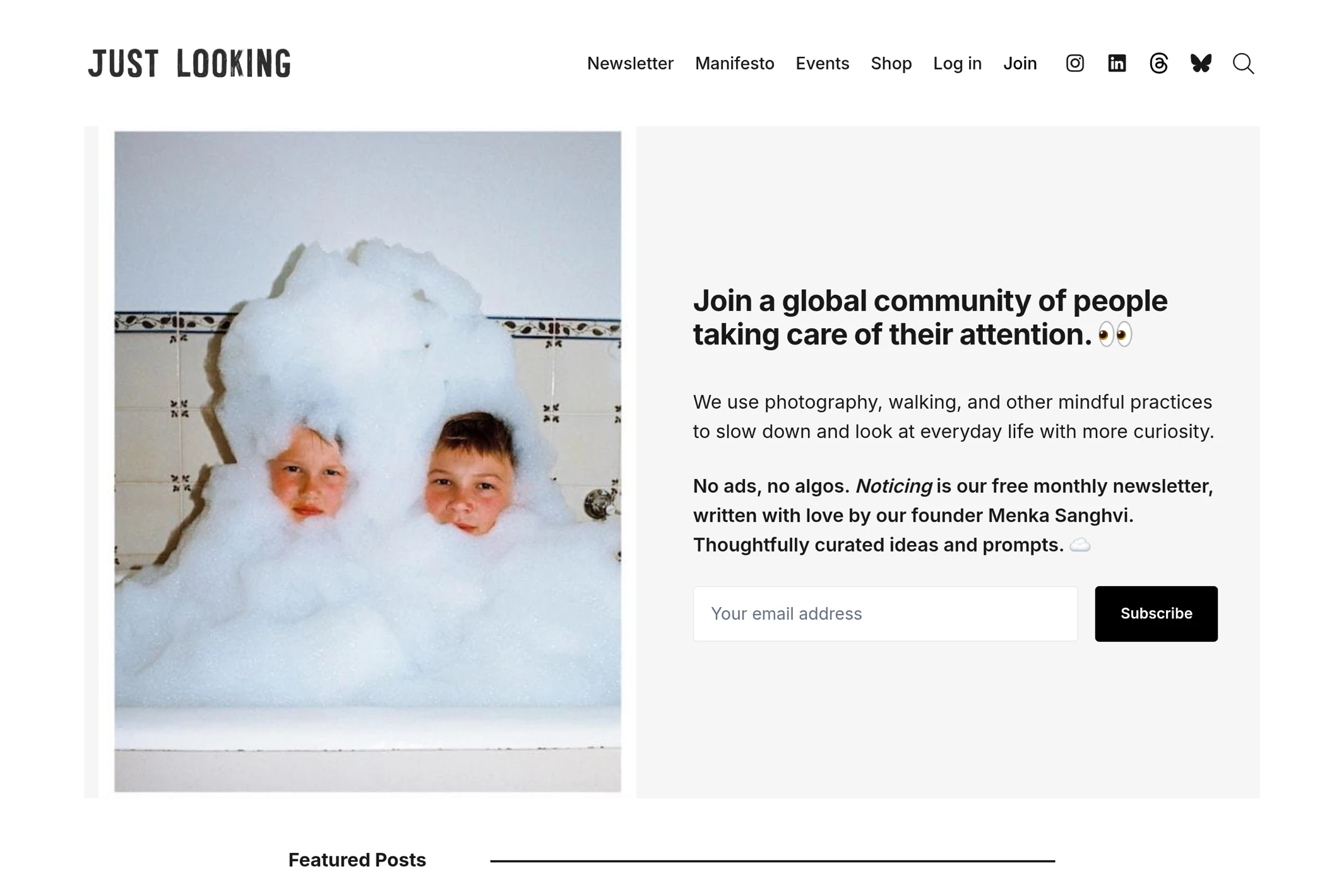 Screenshot of Just Looking — Ghost theme website