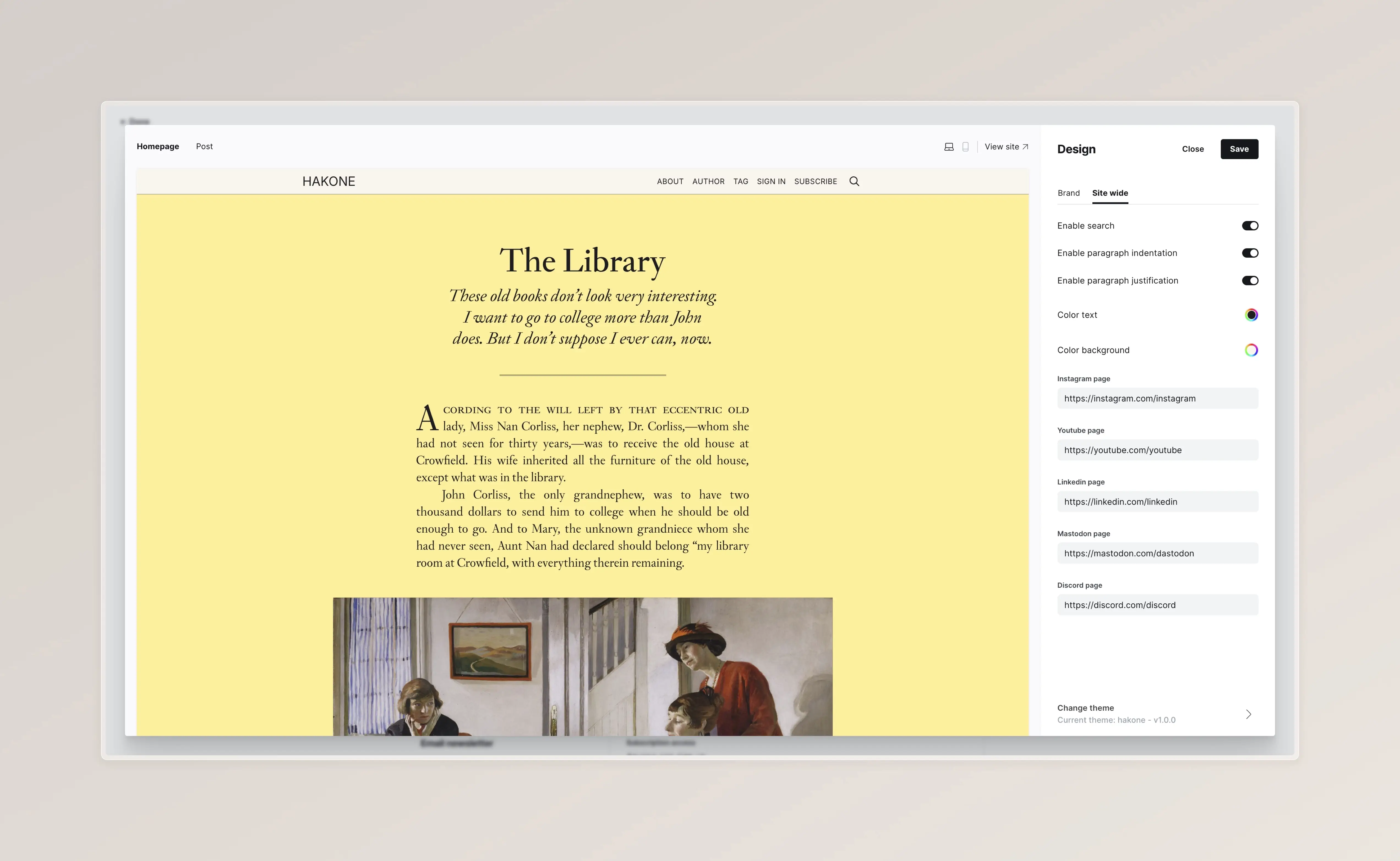 Hakone Ghost Theme demo homepage