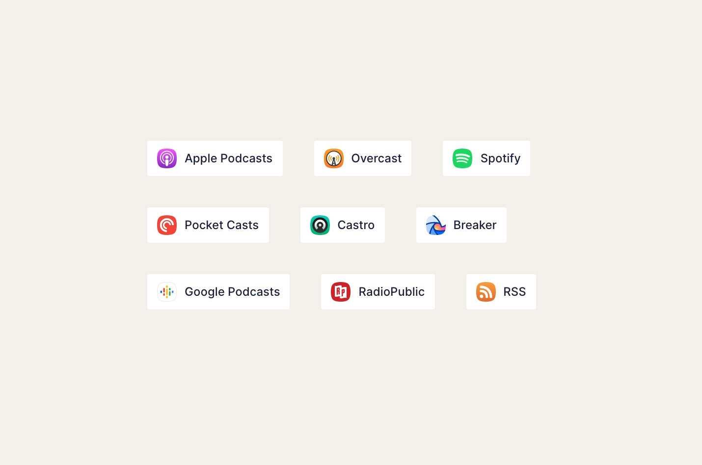 Podcast listening-service links in the Hue Ghost theme hero