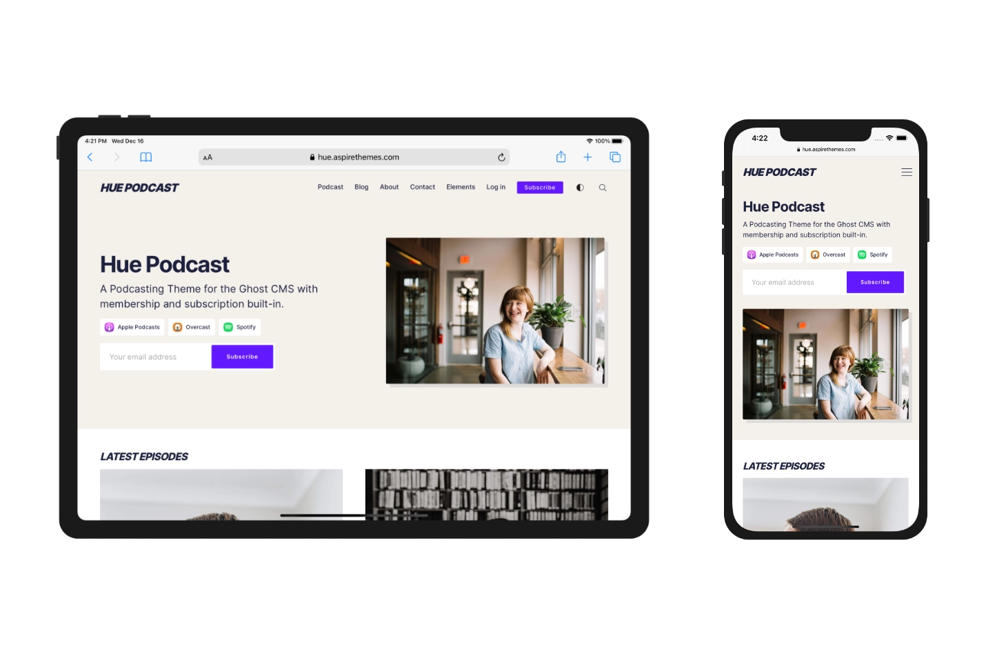 Hue Ghost theme responsive layouts on iPhone and iPad