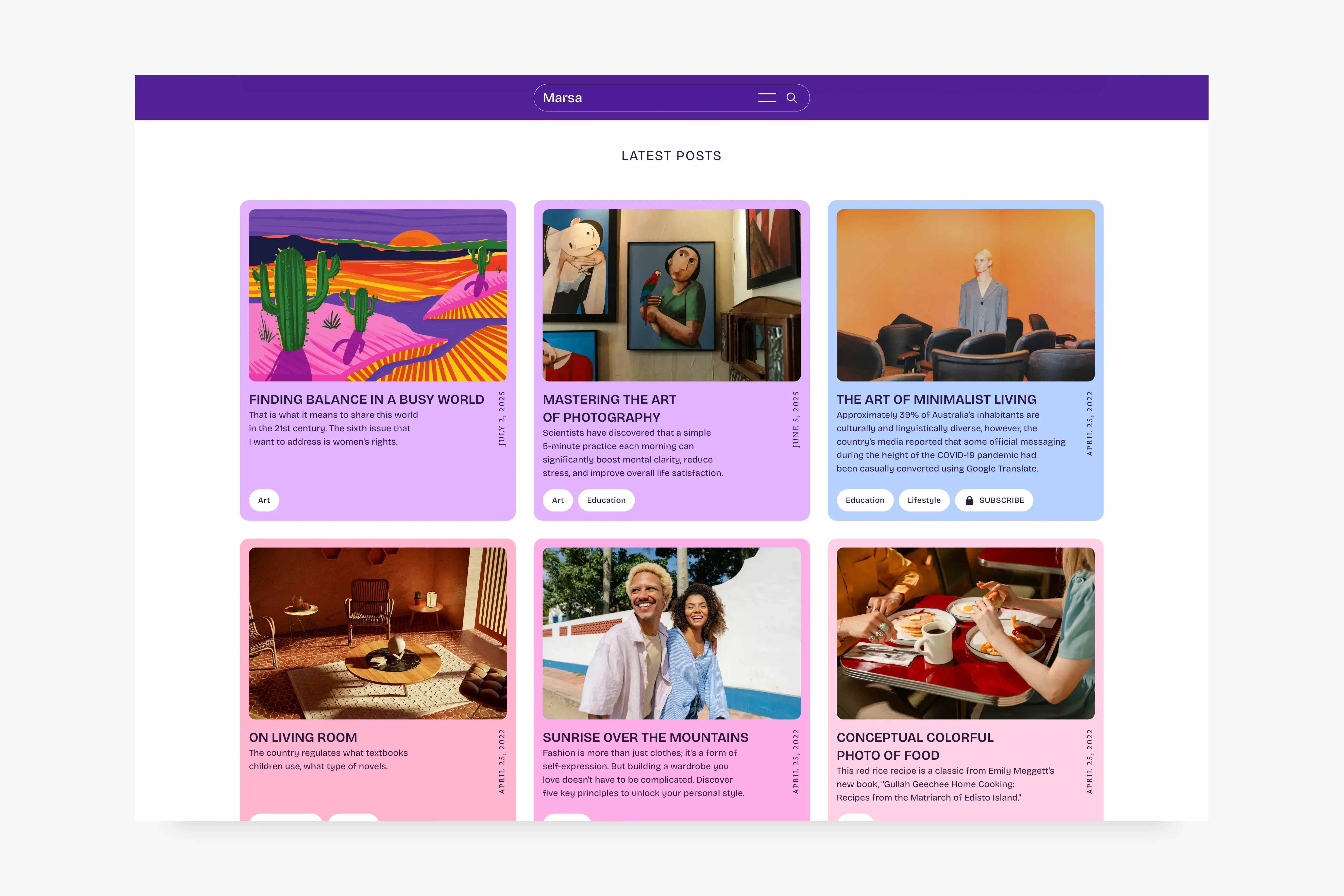 Latest stories section on the Marsa Ghost theme homepage
