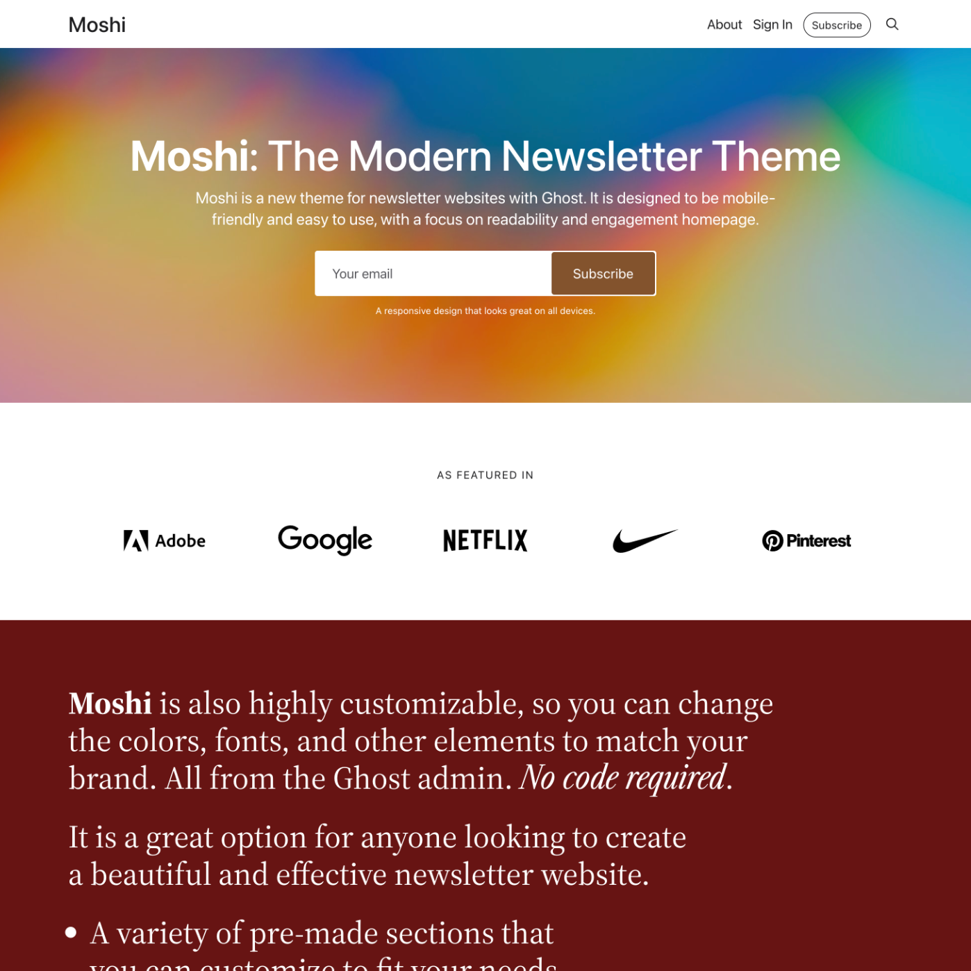 Moshi Ghost theme preview