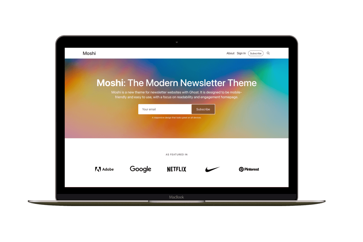 Moshi Ghost Theme for Newsletter Websites