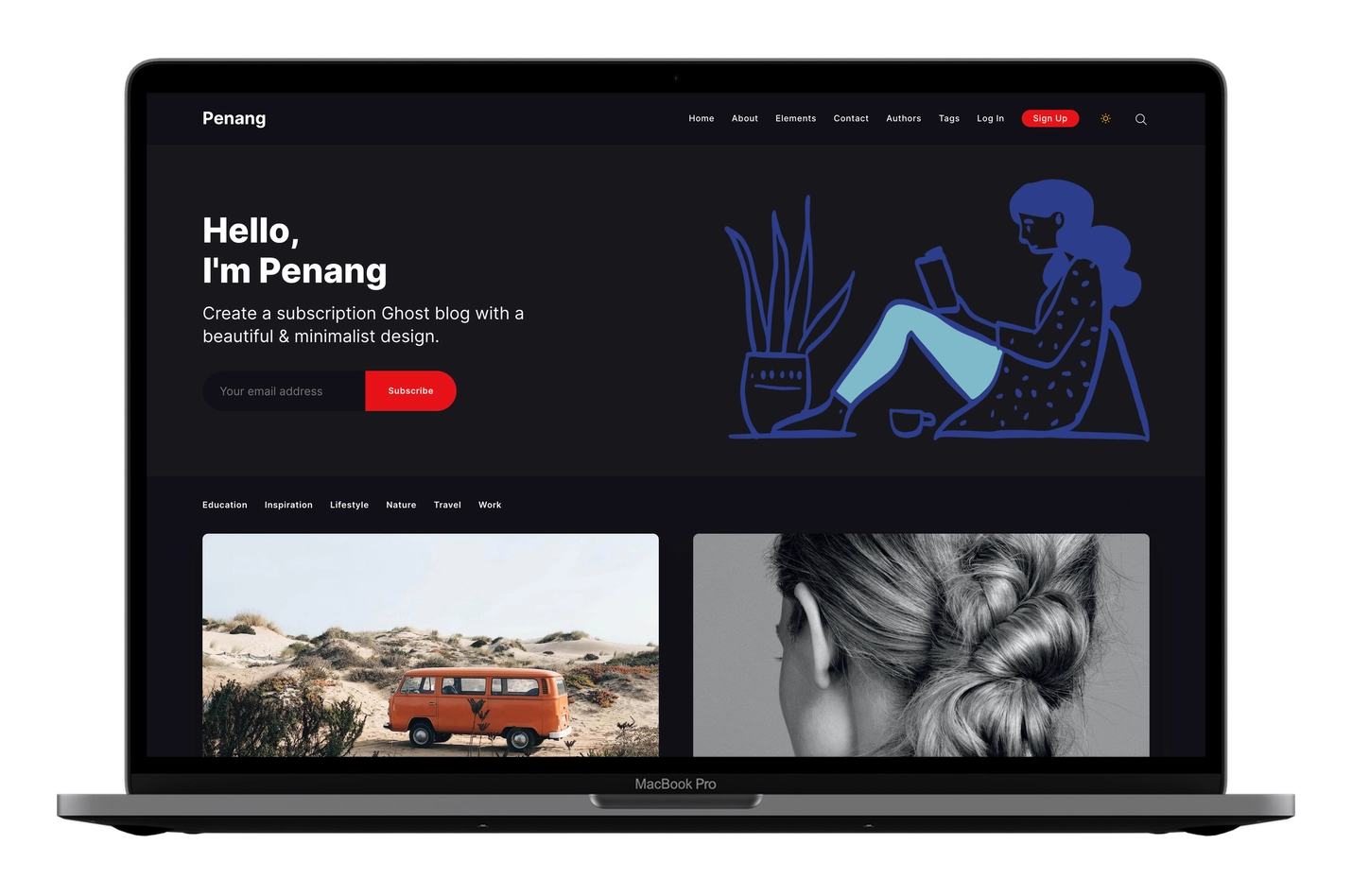 Penang Ghost theme in dark mode